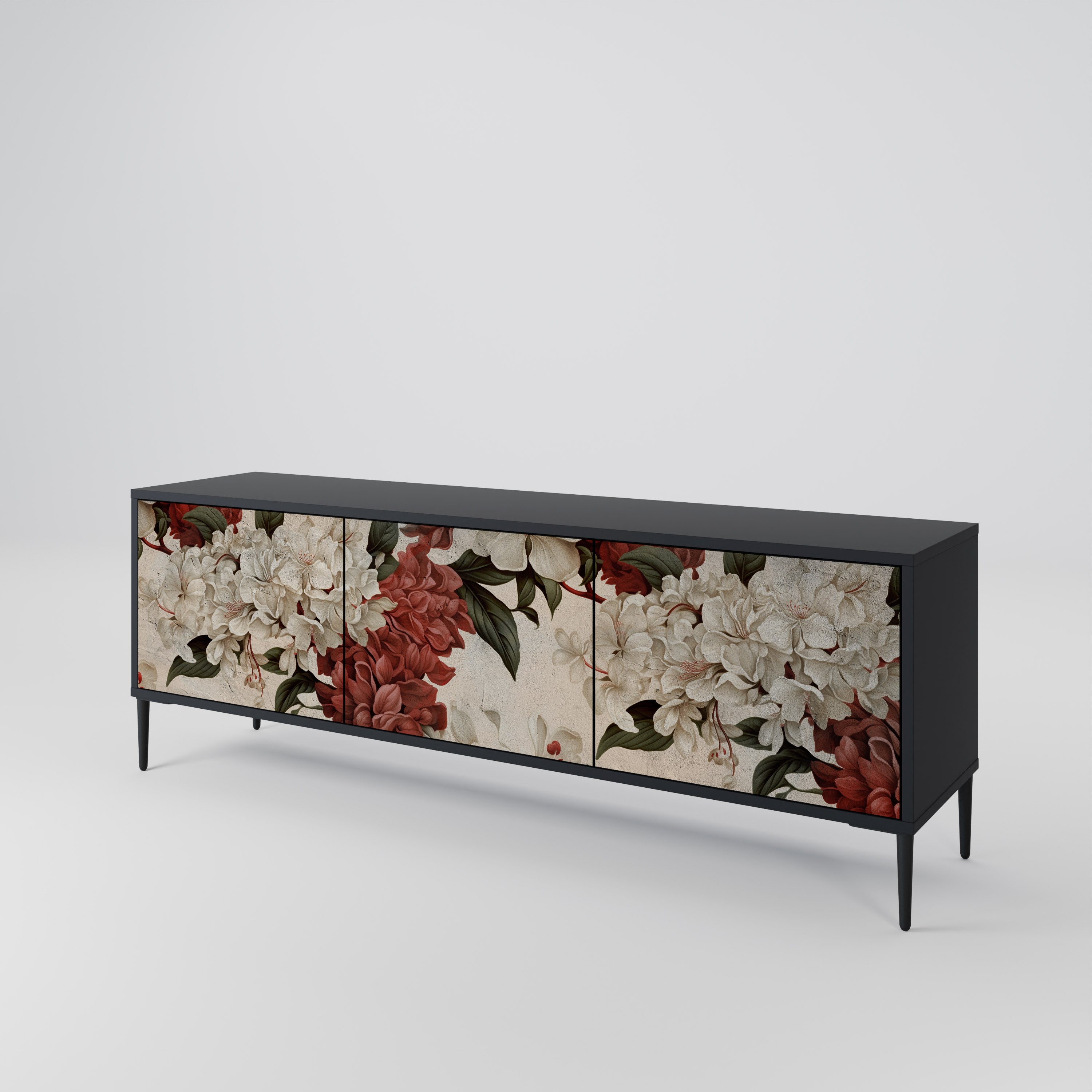 Mueble de TV de 3 puertas EPHEMERAL DAYS en acabado negro