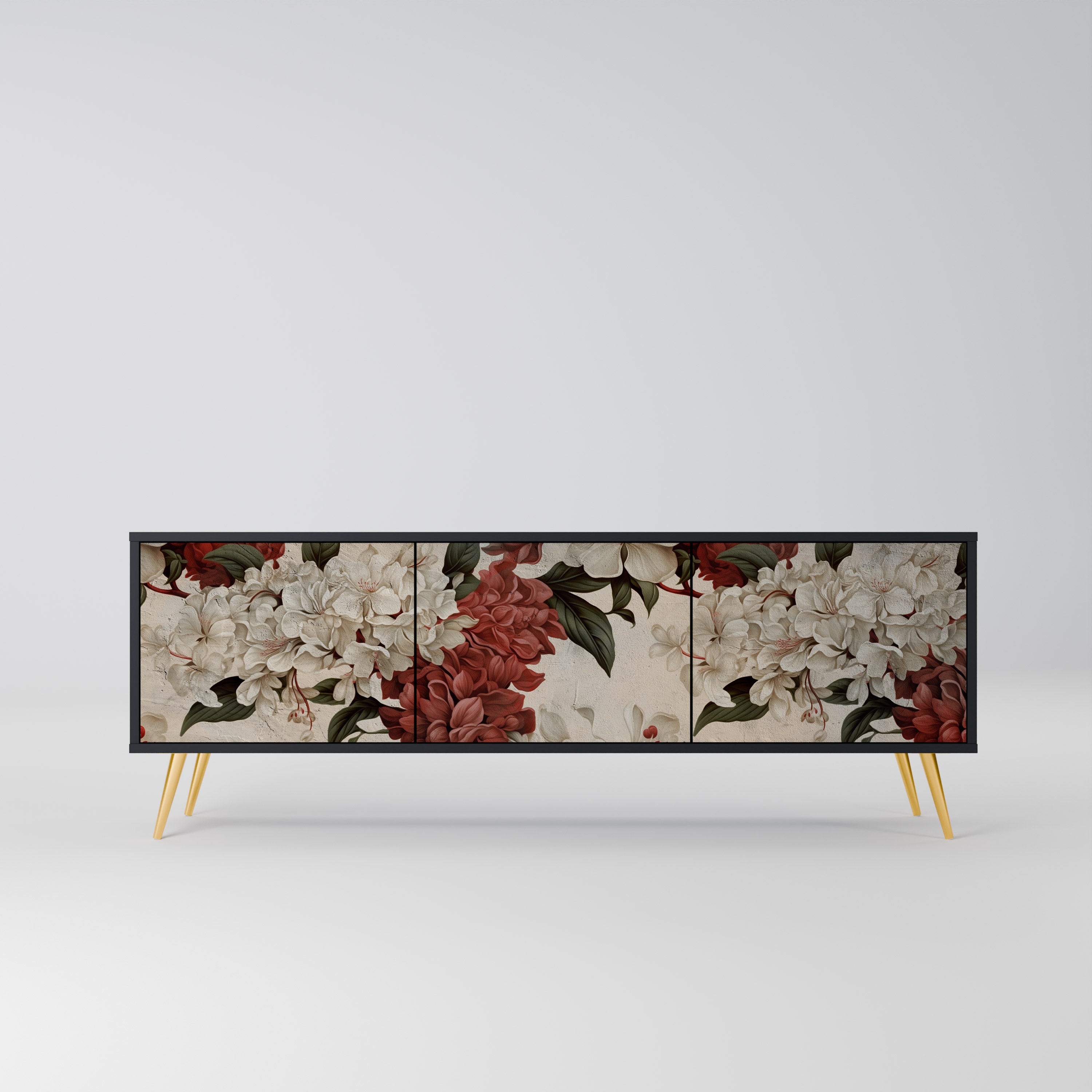 Mueble de TV de 3 puertas EPHEMERAL DAYS en acabado negro
