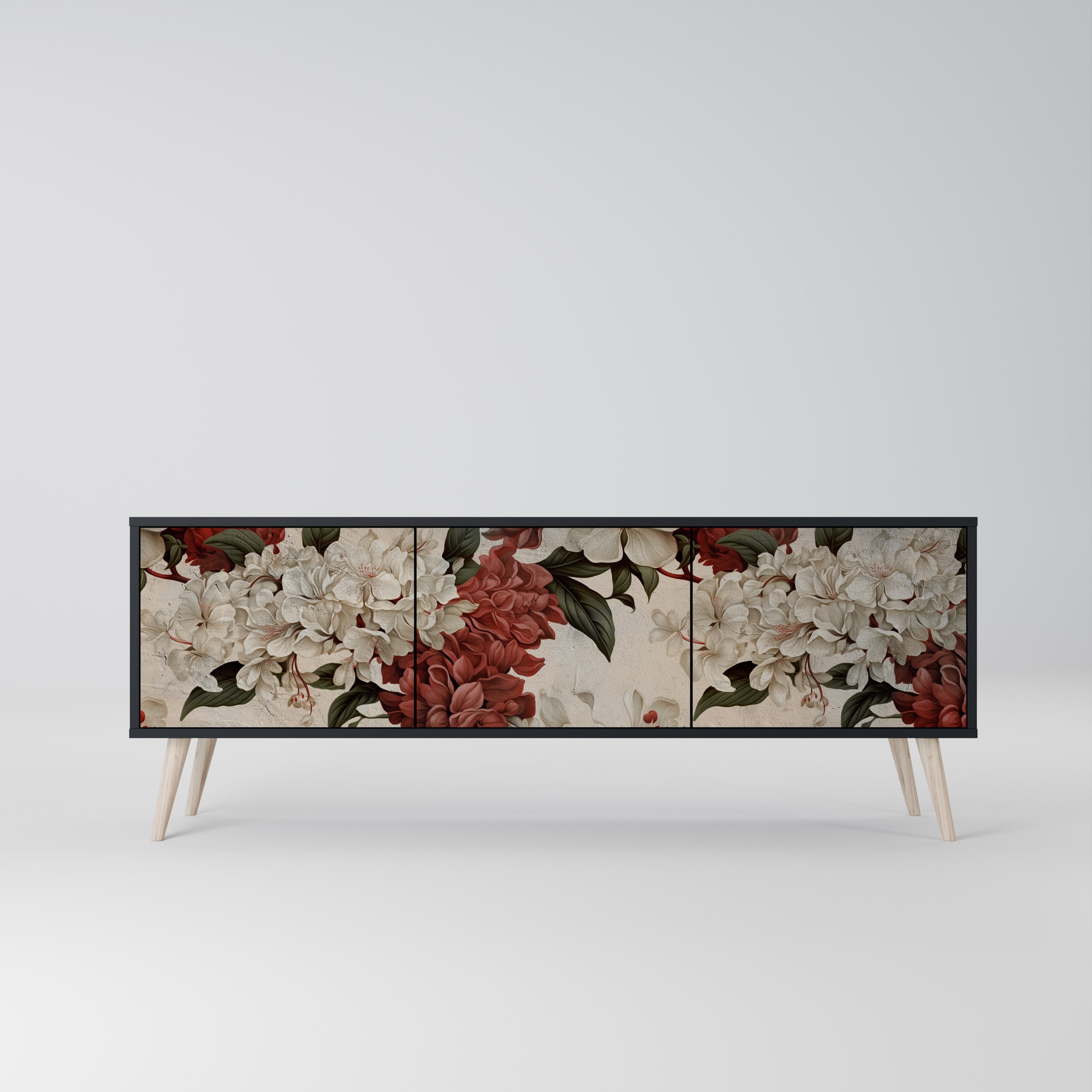 Mueble de TV de 3 puertas EPHEMERAL DAYS en acabado negro