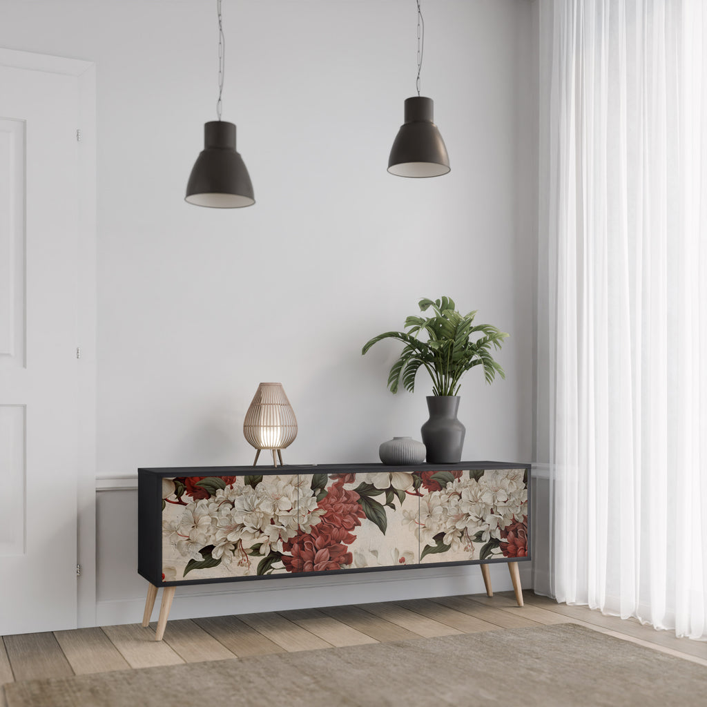 Mueble de TV de 3 puertas EPHEMERAL DAYS en acabado negro