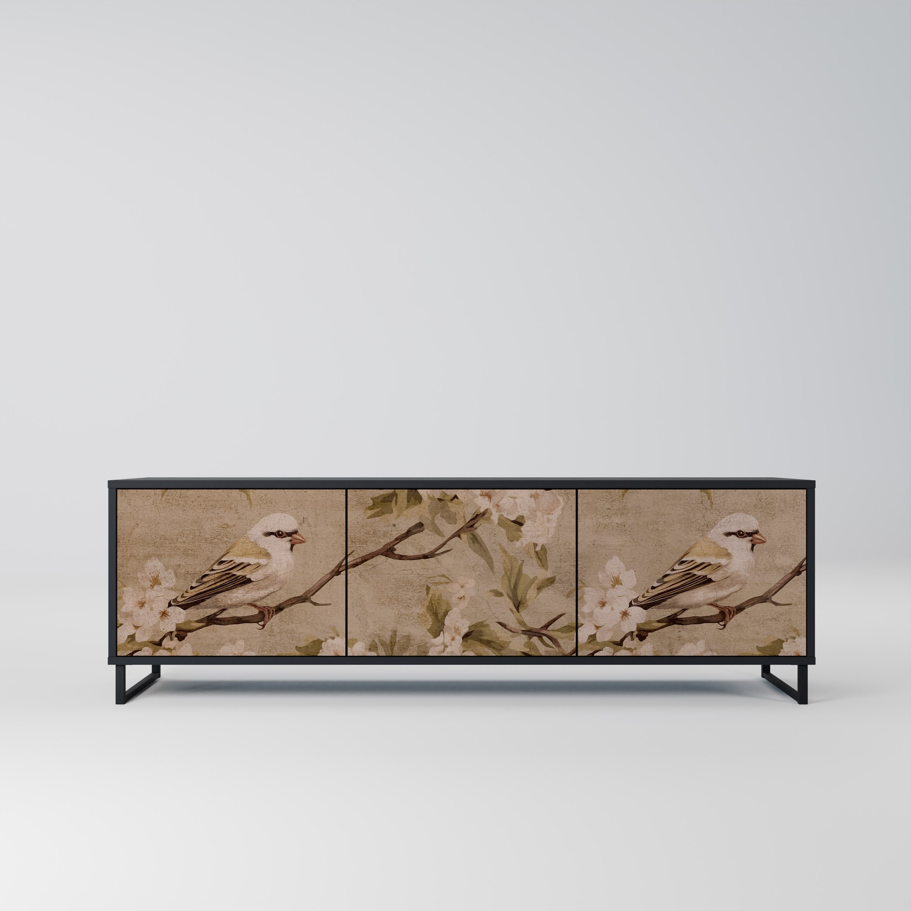 Mueble de TV PETAL DISTINGUISH de 3 puertas con acabado negro