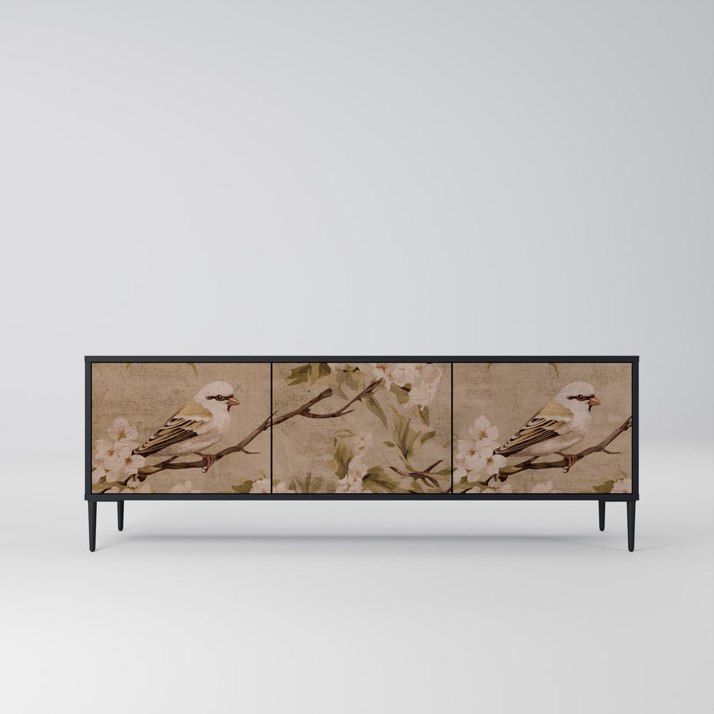 Mueble de TV PETAL DISTINGUISH de 3 puertas con acabado negro