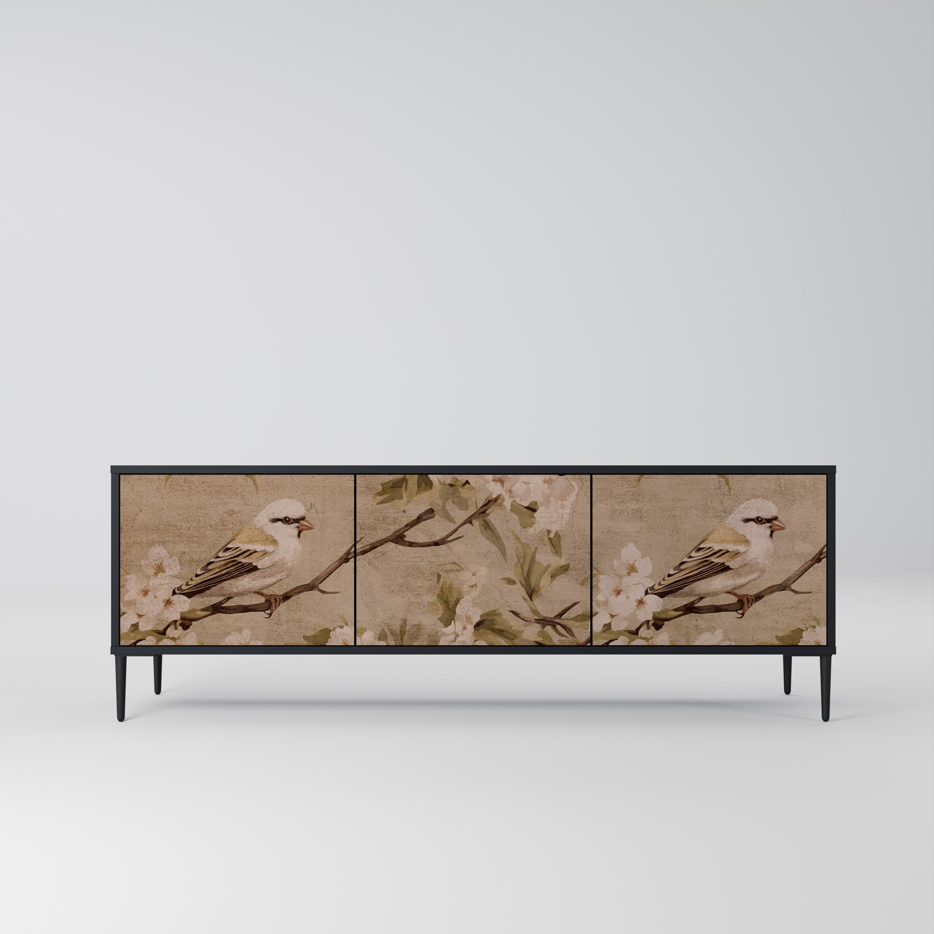Mueble de TV PETAL DISTINGUISH de 3 puertas con acabado negro