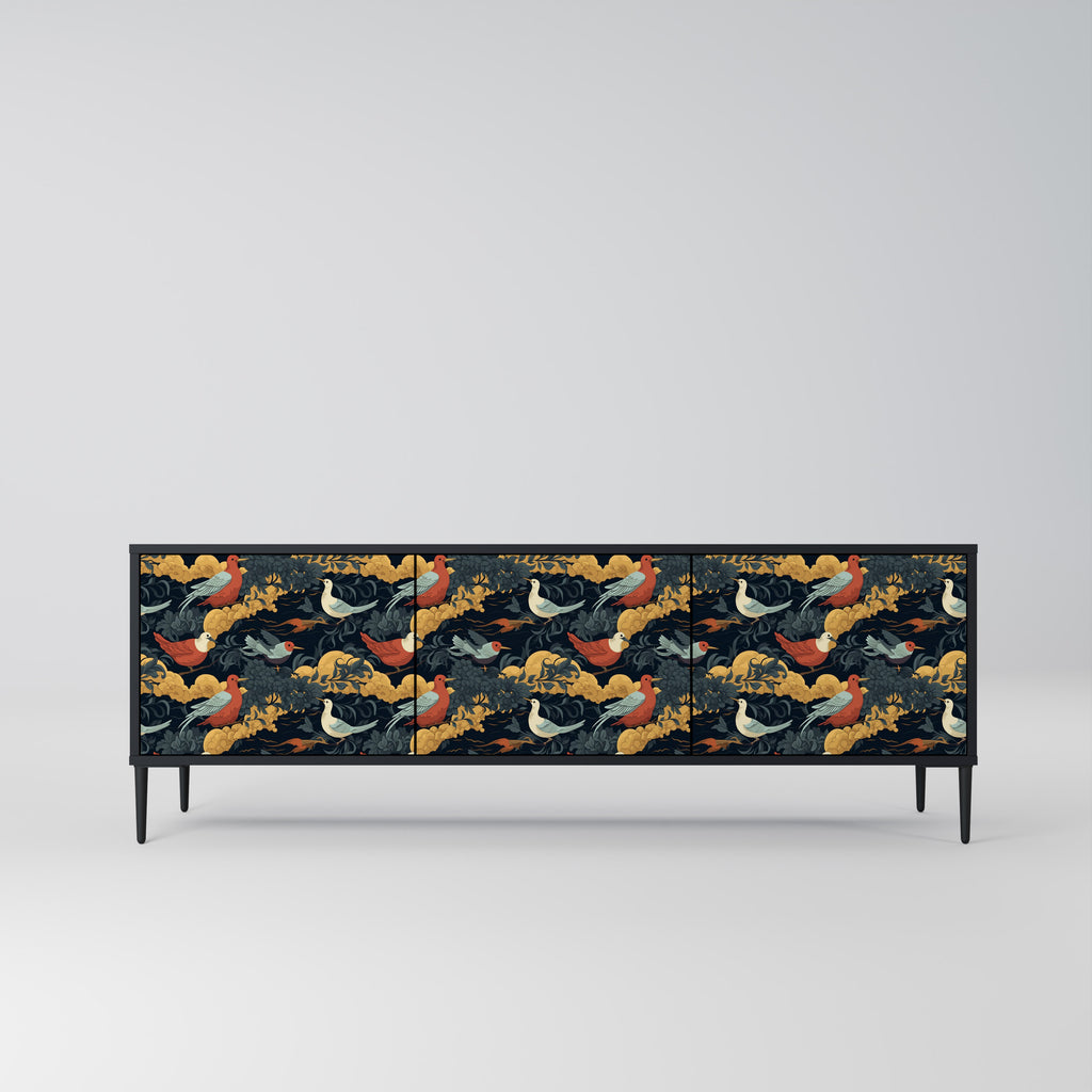Mueble de TV de 3 puertas FOWLY DAZE con acabado negro
