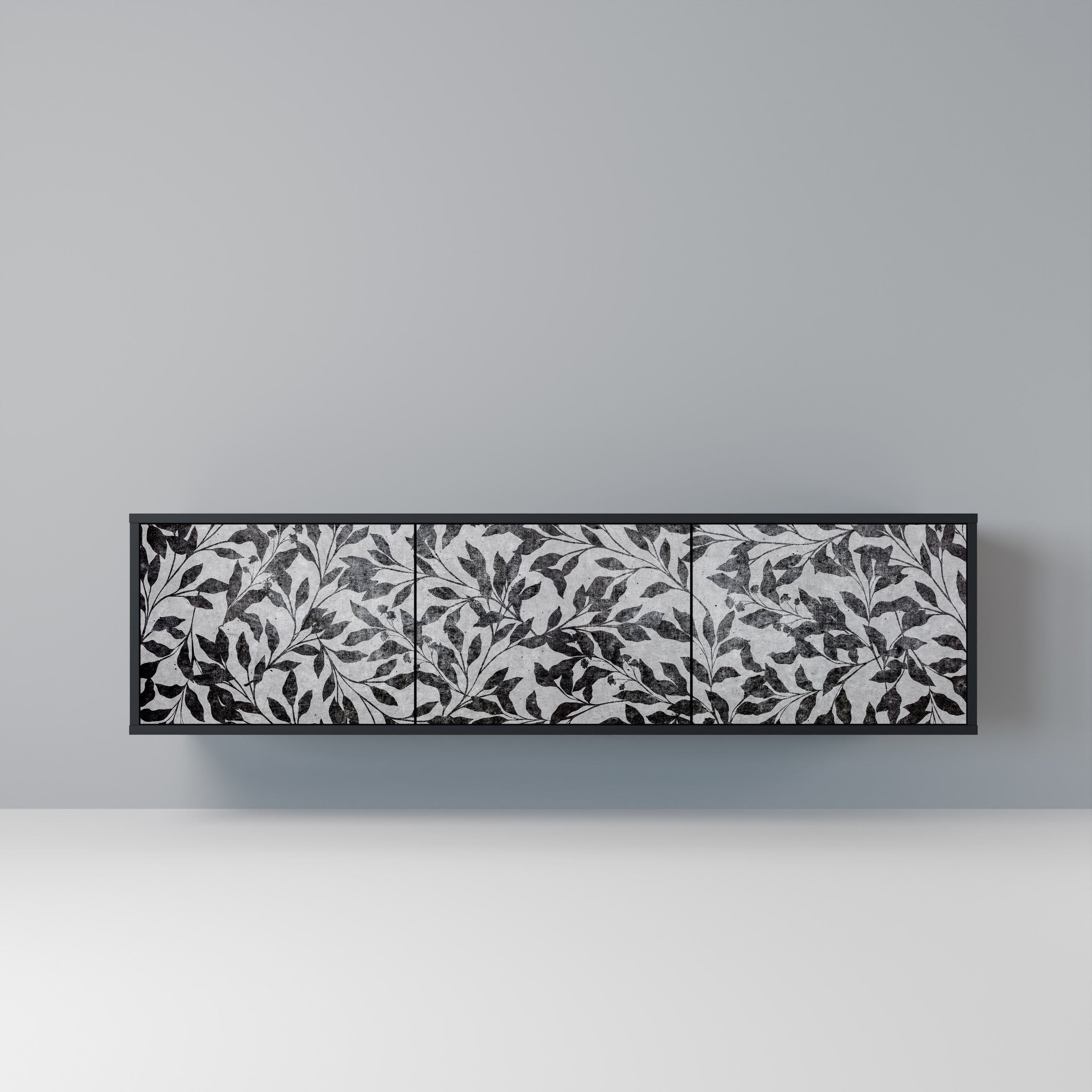 Mueble para TV de 3 puertas CHARCOAL SPROUT con acabado negro