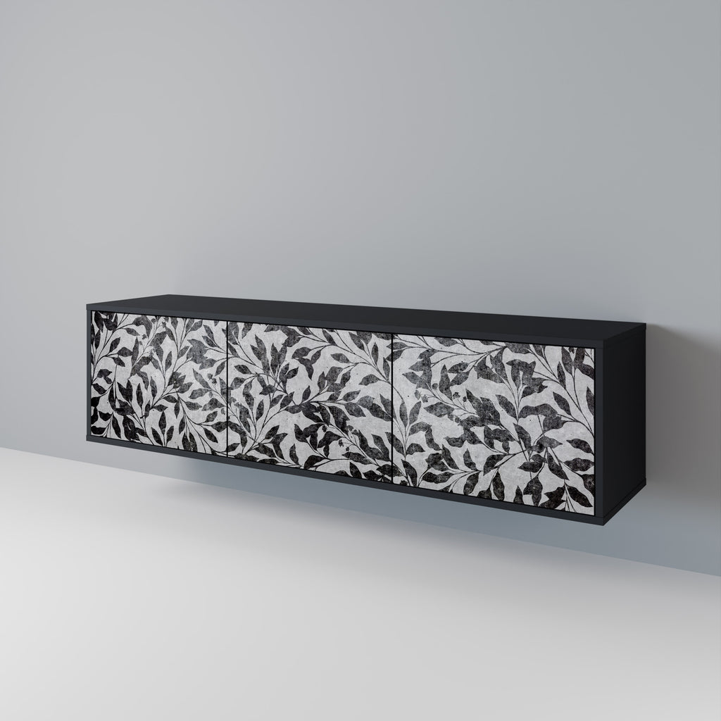 Mueble para TV de 3 puertas CHARCOAL SPROUT con acabado negro