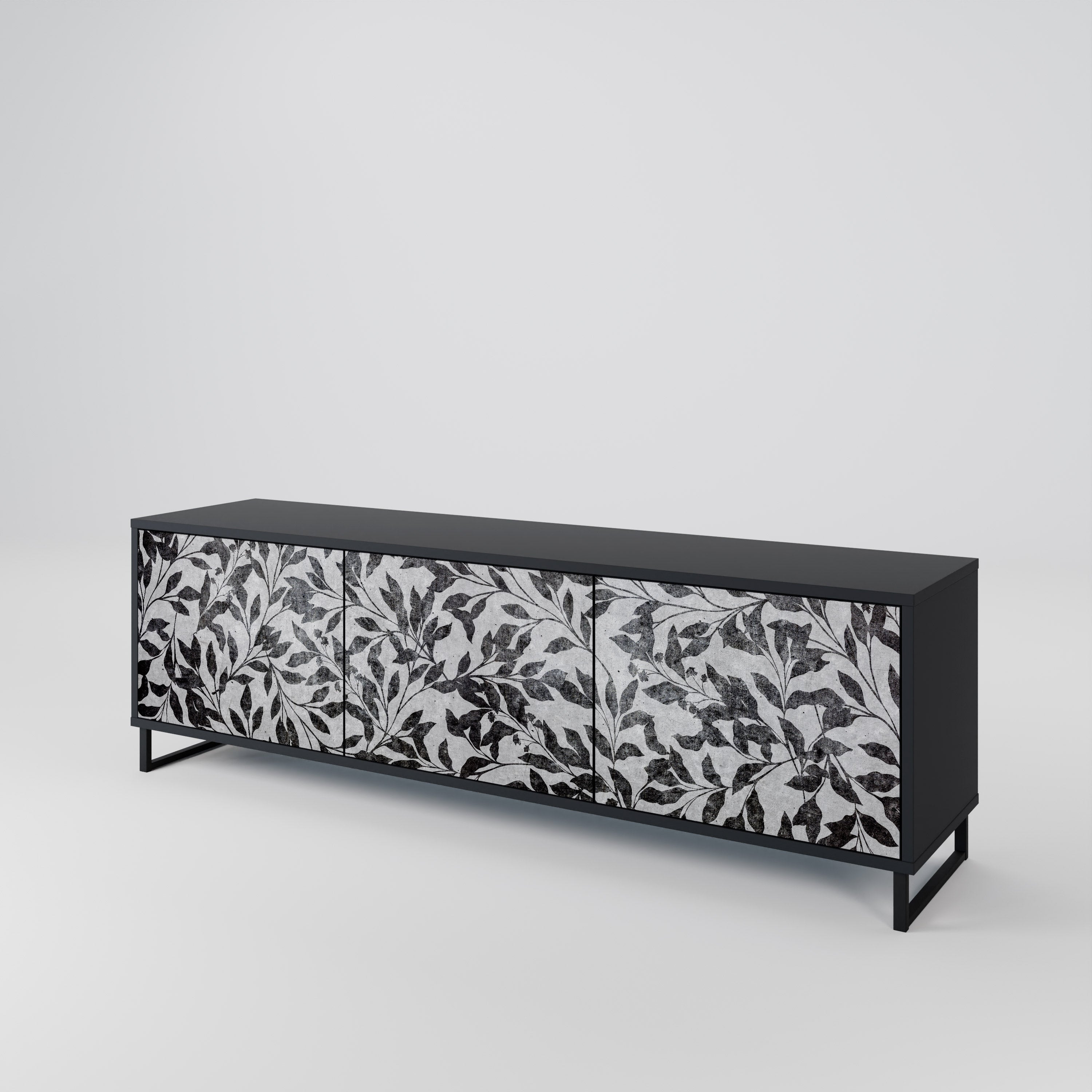 Mueble para TV de 3 puertas CHARCOAL SPROUT con acabado negro
