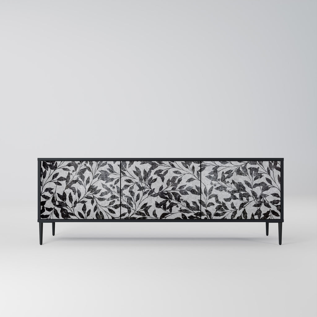Mueble para TV de 3 puertas CHARCOAL SPROUT con acabado negro
