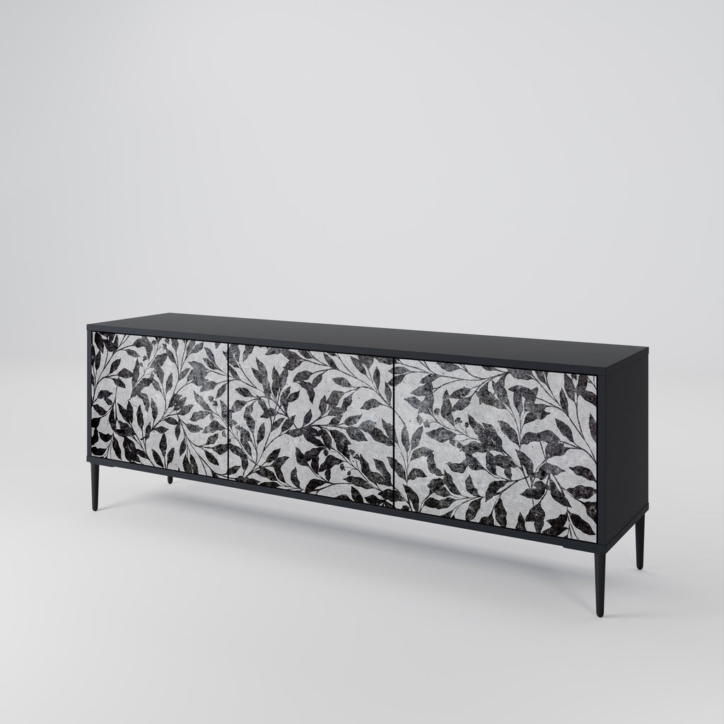 Mueble para TV de 3 puertas CHARCOAL SPROUT con acabado negro