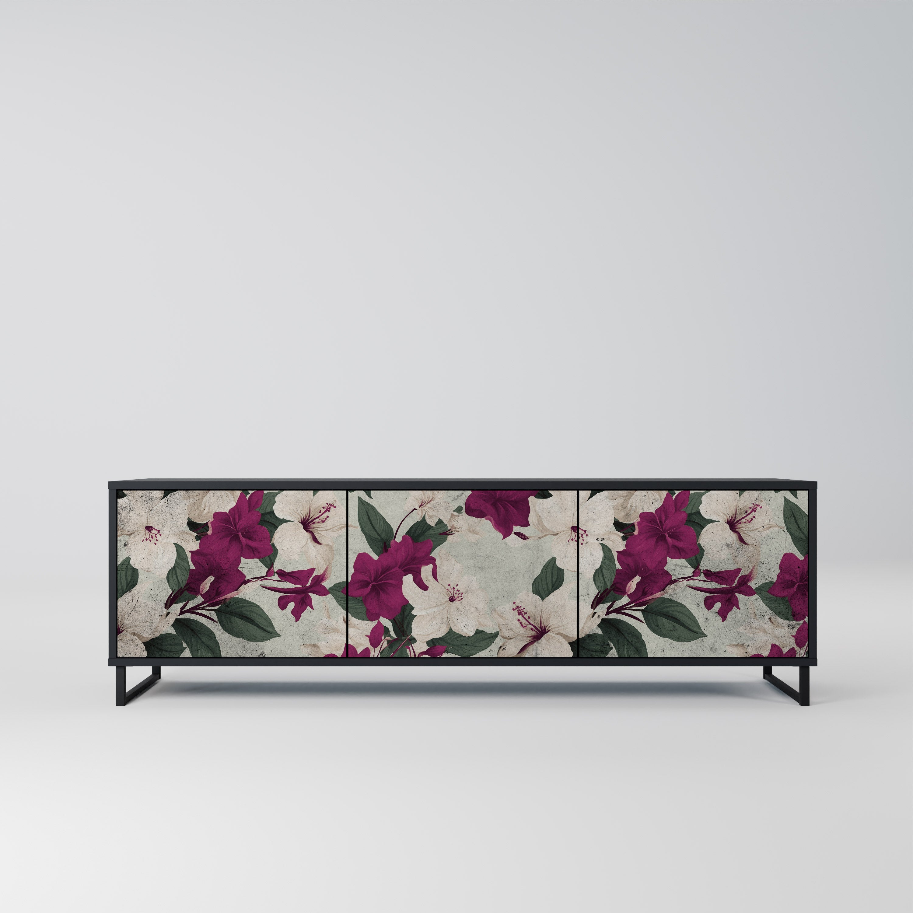 FLOWERET DREAM 3-Door TV Stand in Black Finish