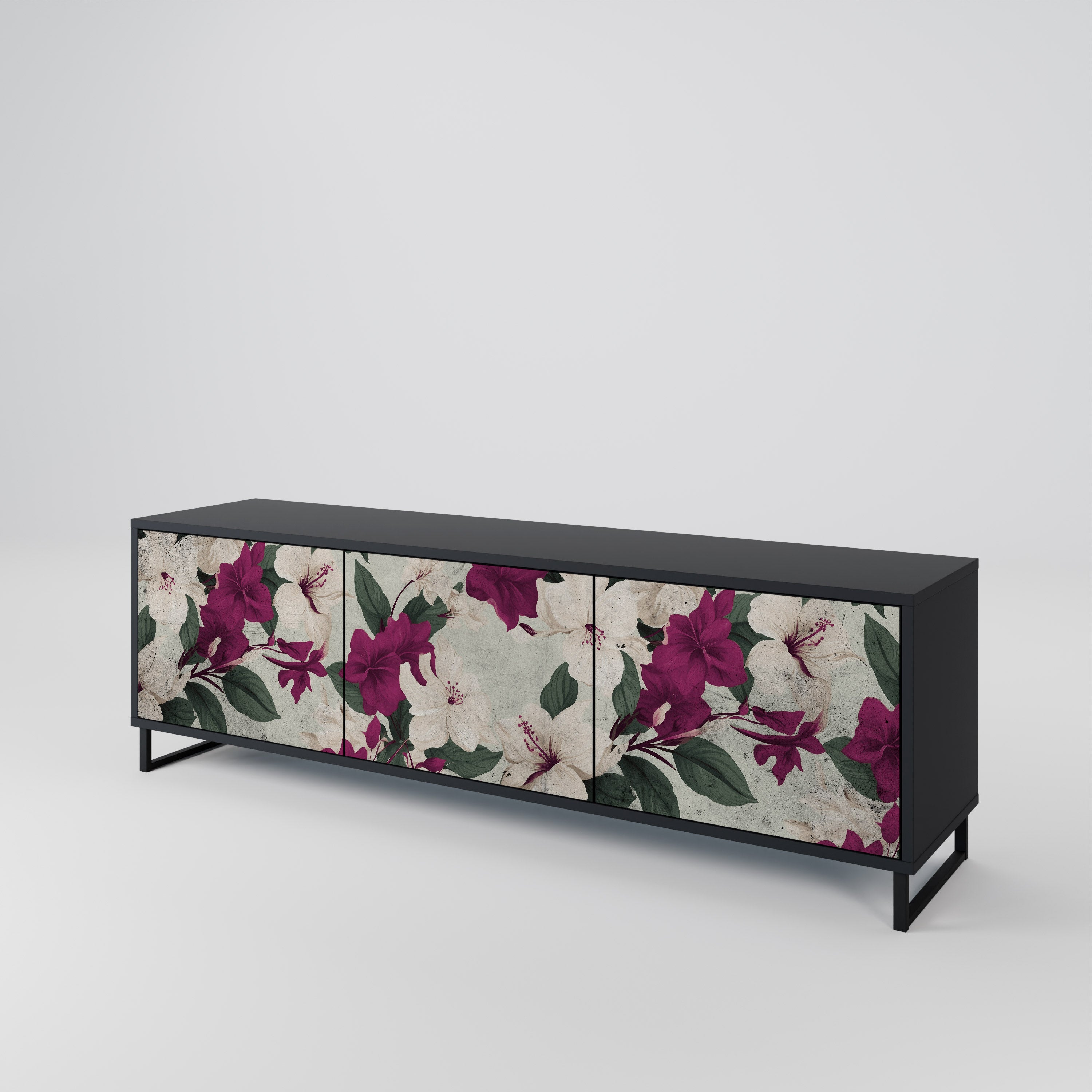 FLOWERET DREAM 3-Door TV Stand in Black Finish