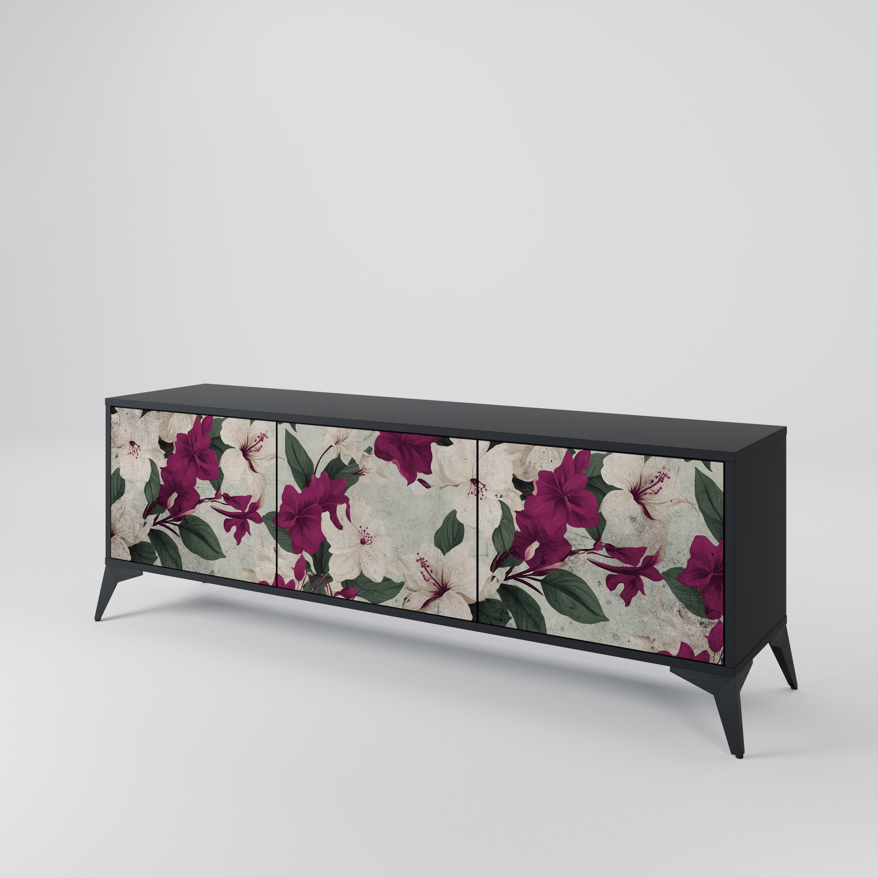 FLOWERET DREAM 3-Door TV Stand in Black Finish