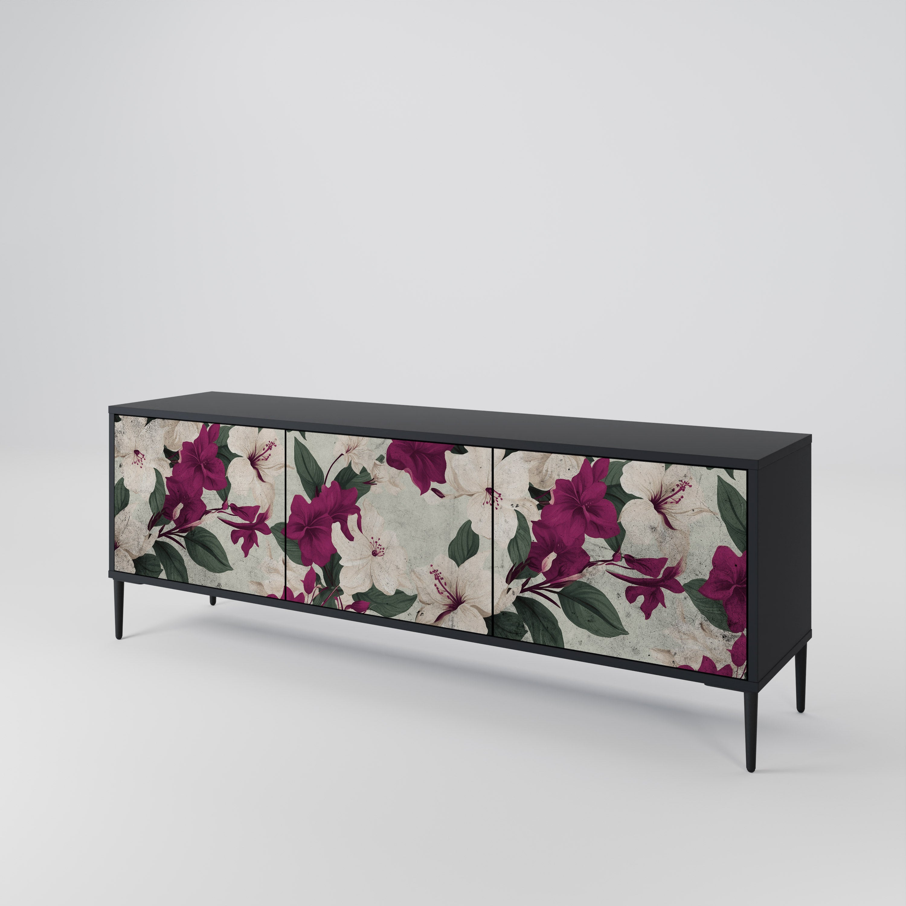 FLOWERET DREAM 3-Door TV Stand in Black Finish
