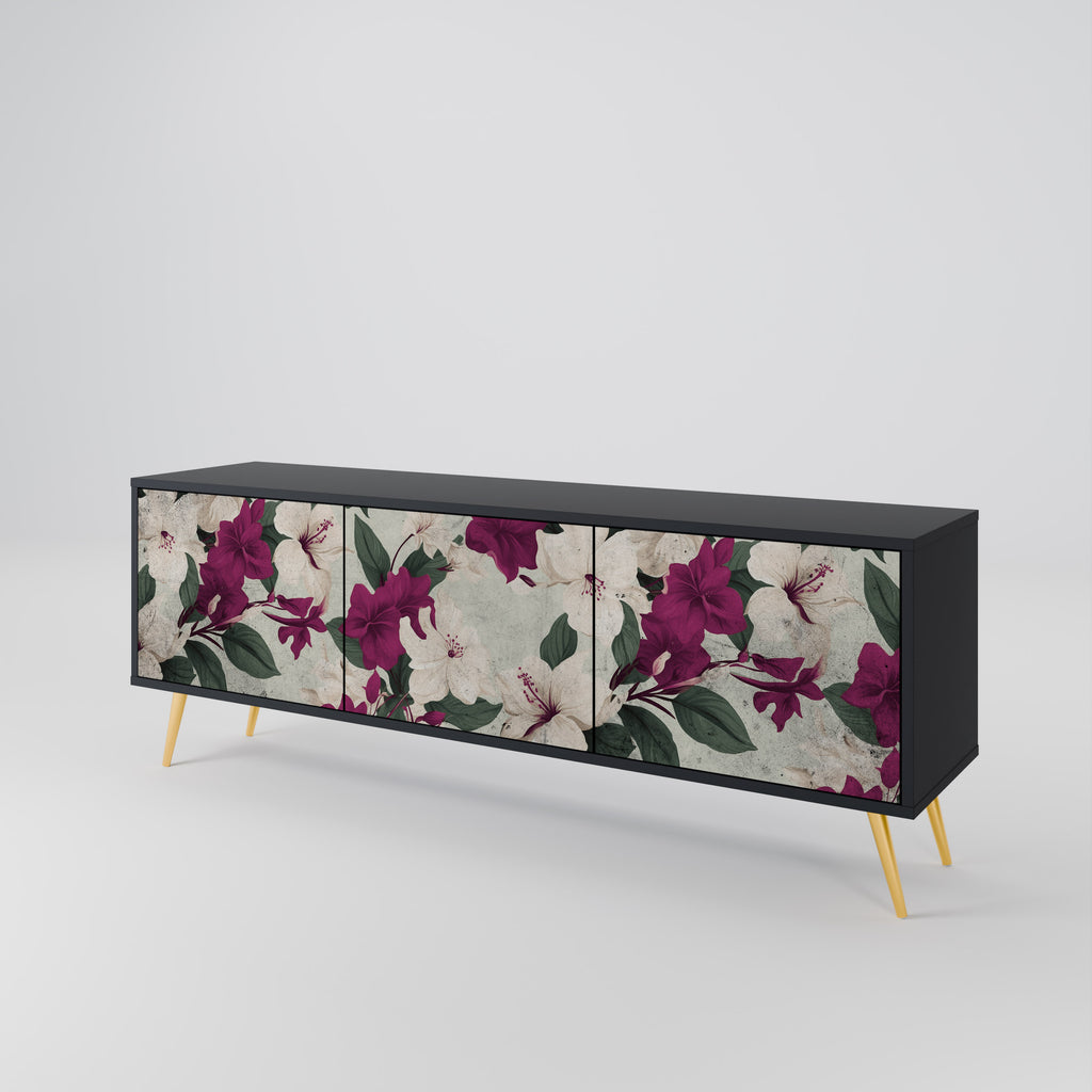 FLOWERET DREAM 3-Door TV Stand in Black Finish