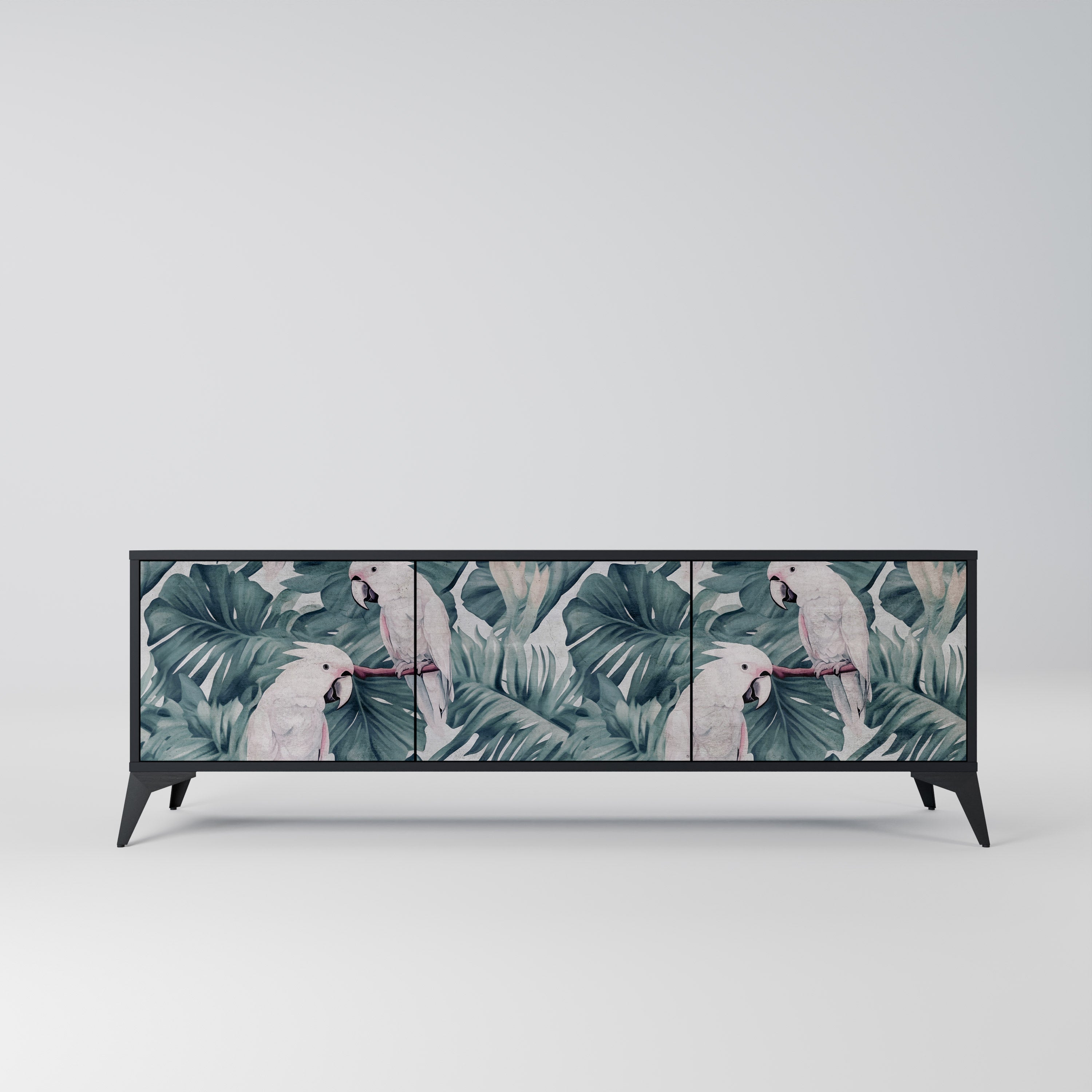 POPINJAY LOOK 3-Door TV Stand in Black Finish