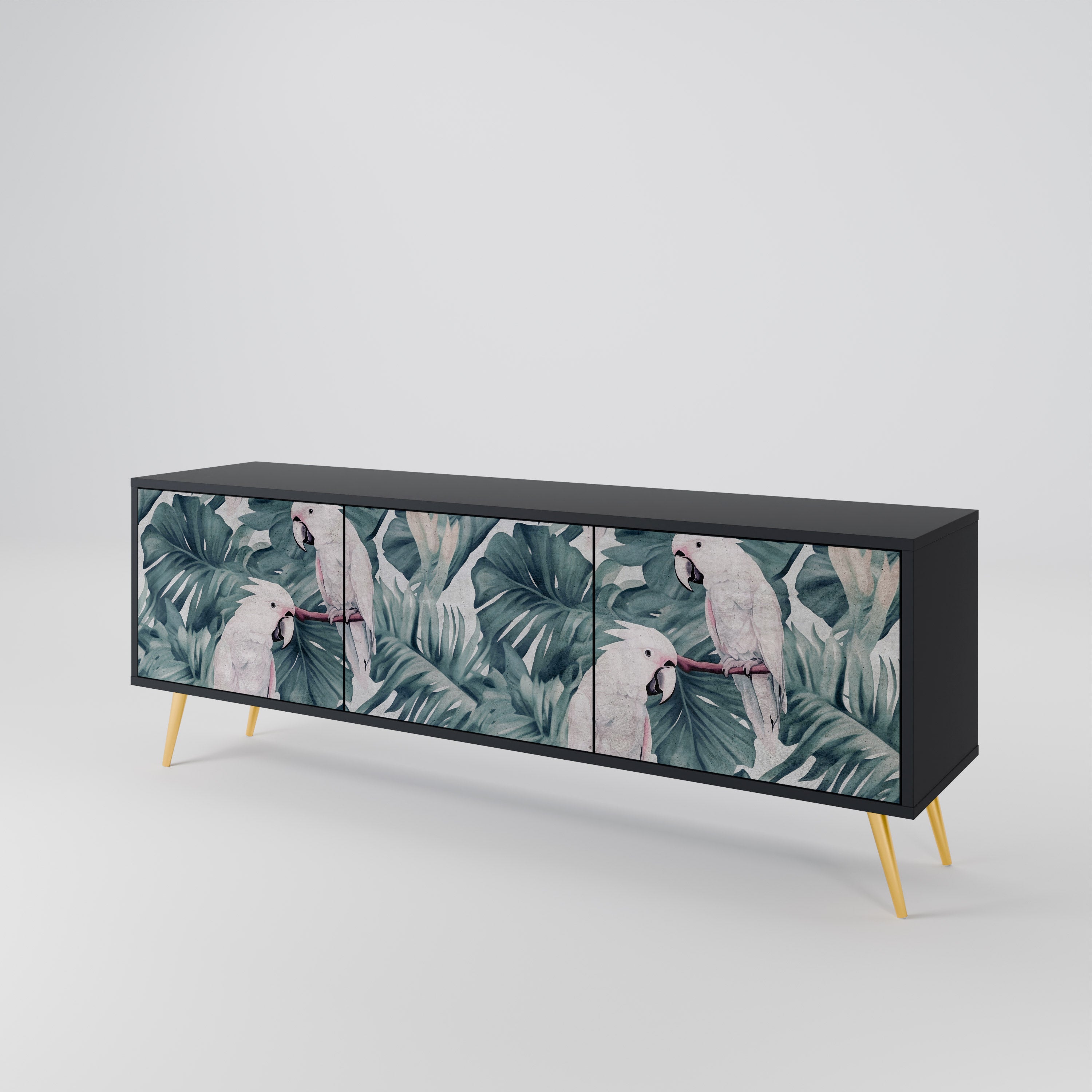 POPINJAY LOOK 3-Door TV Stand in Black Finish