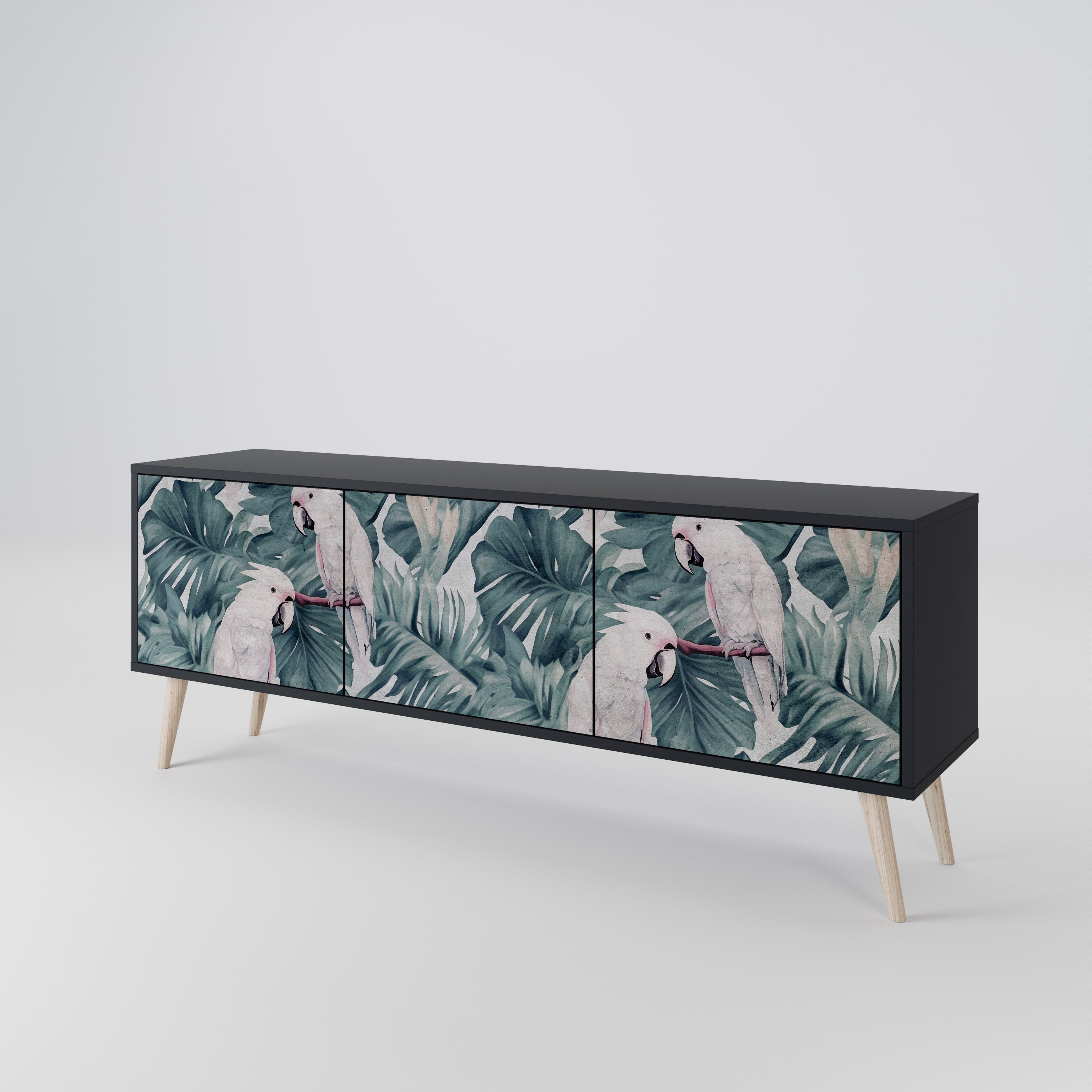POPINJAY LOOK 3-Door TV Stand in Black Finish