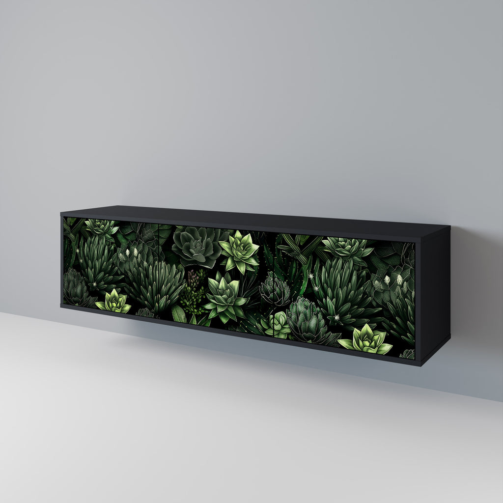 SUCCULENT JUNGLE 3-Door TV Stand in Black Finish