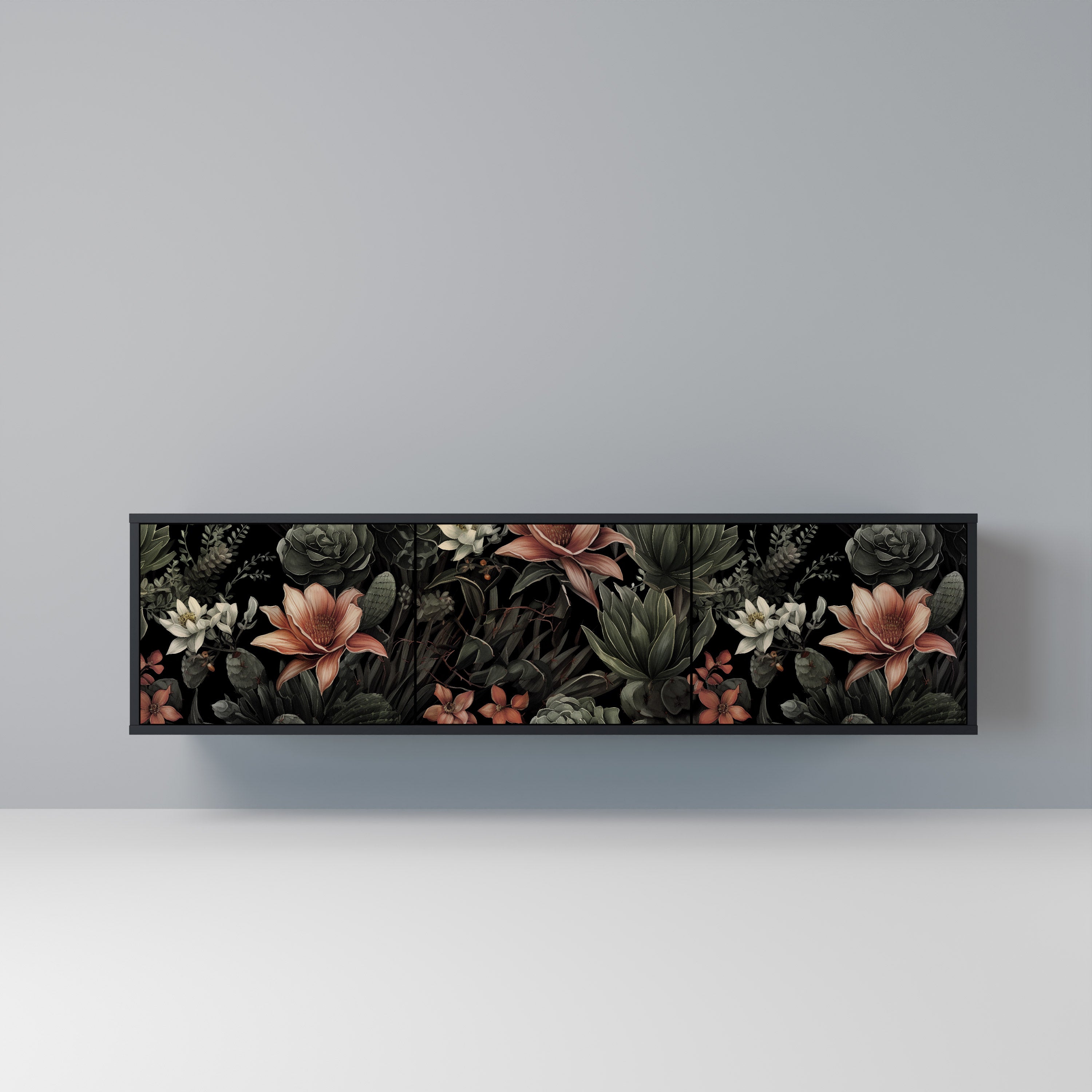 SECRET VERDURE 3-Door TV Stand in Black Finish