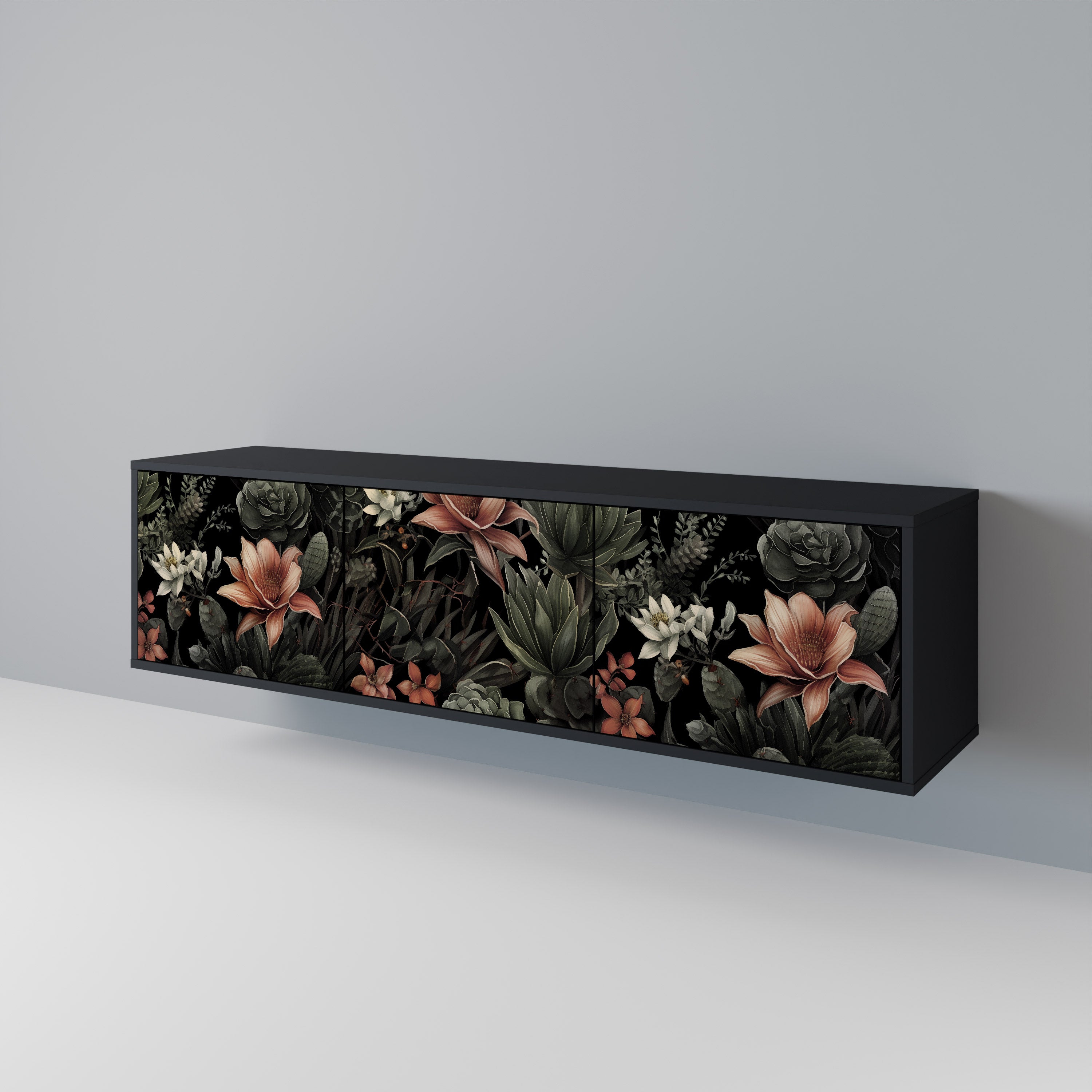 SECRET VERDURE 3-Door TV Stand in Black Finish