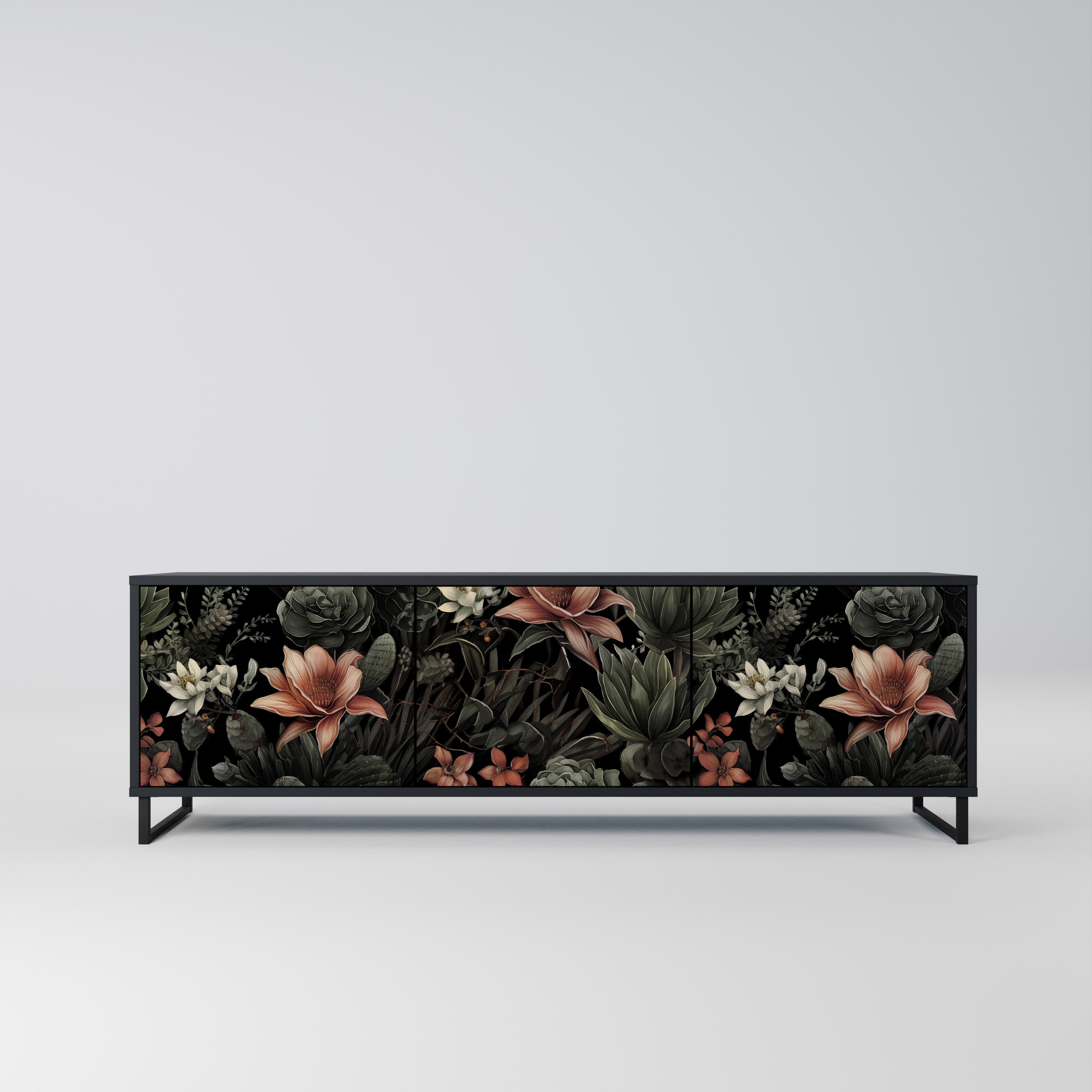 SECRET VERDURE 3-Door TV Stand in Black Finish