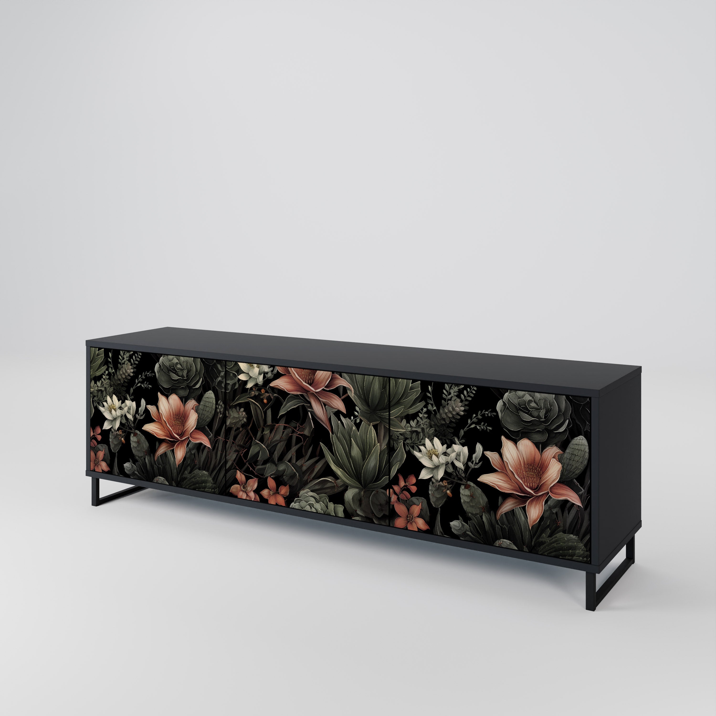 SECRET VERDURE 3-Door TV Stand in Black Finish
