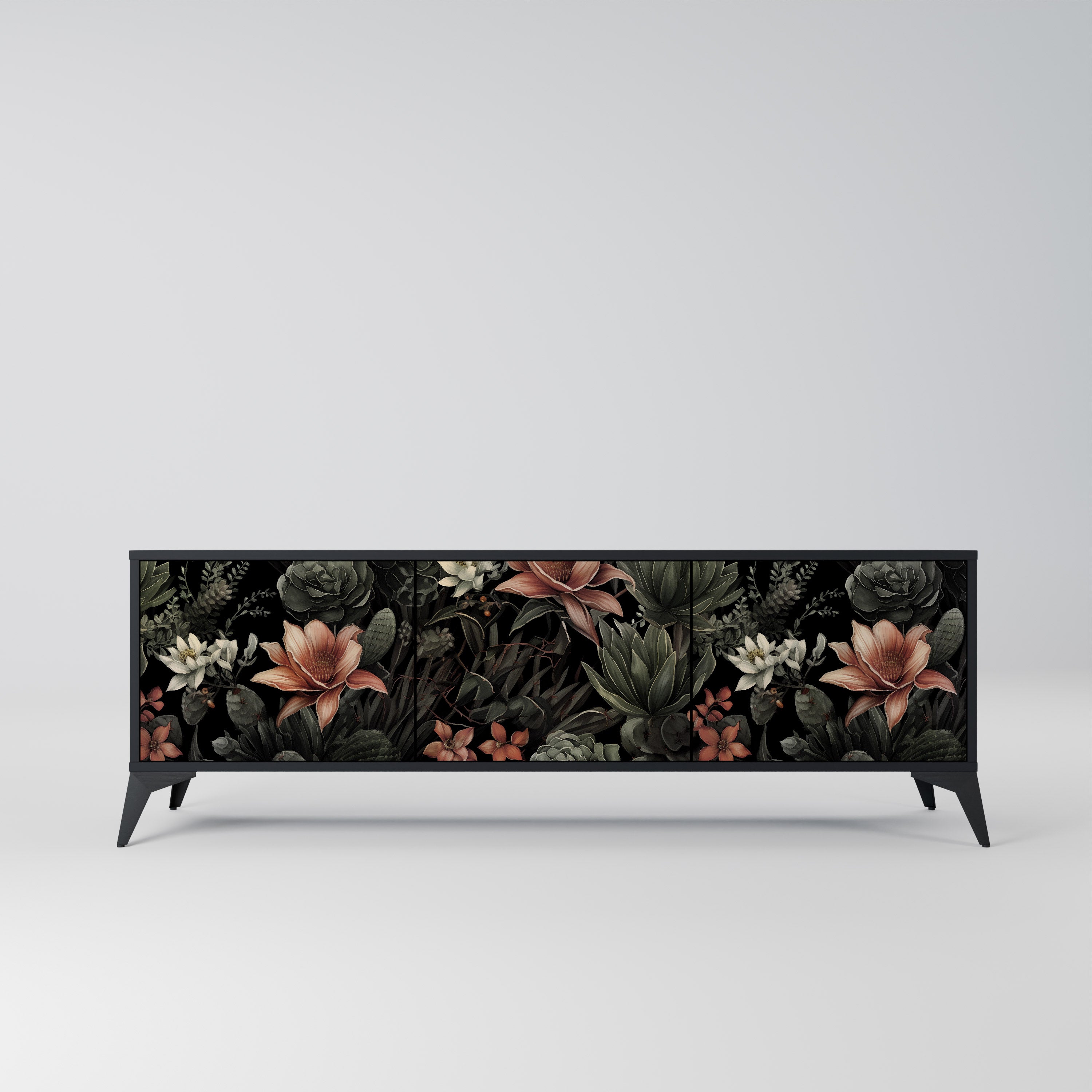 SECRET VERDURE 3-Door TV Stand in Black Finish