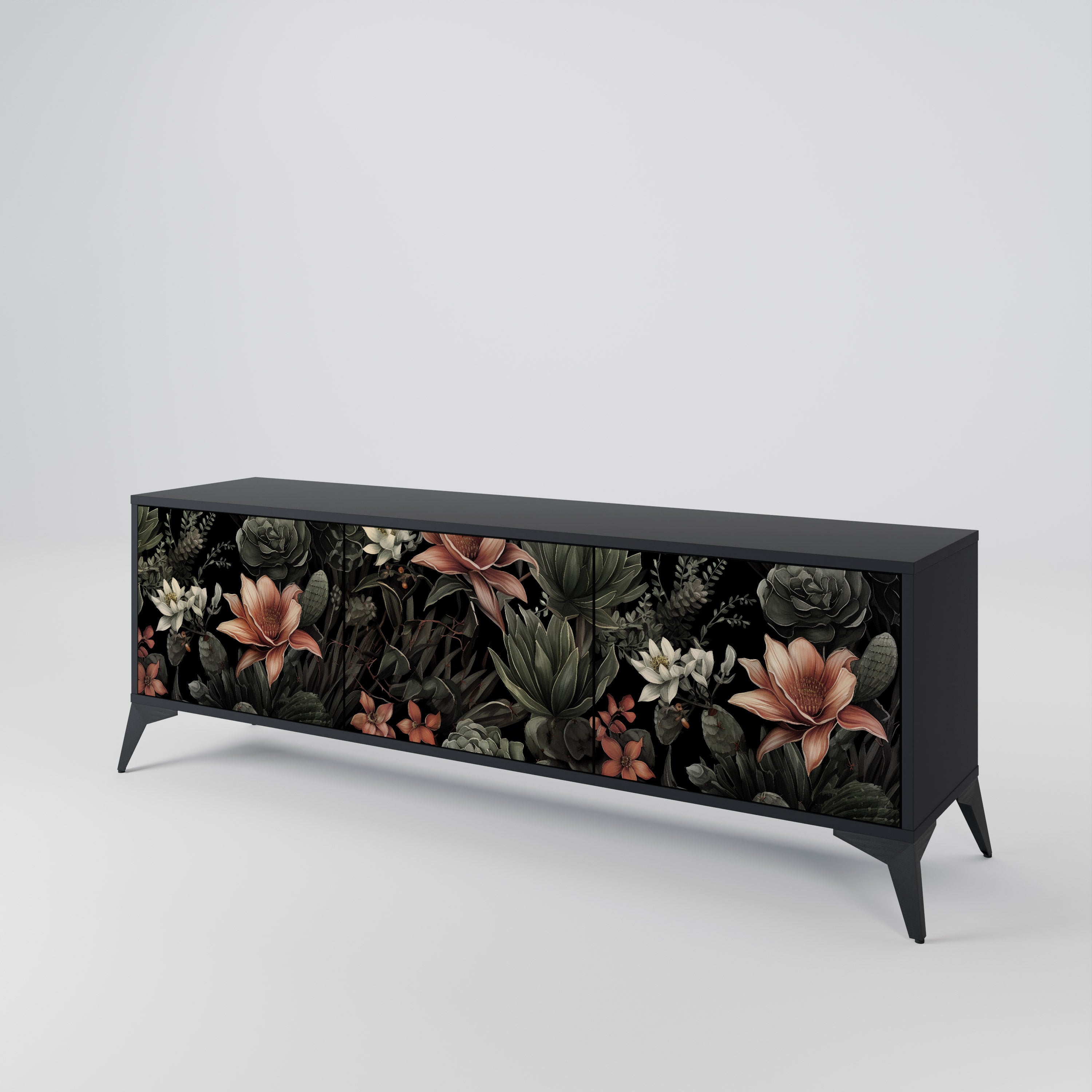 SECRET VERDURE 3-Door TV Stand in Black Finish