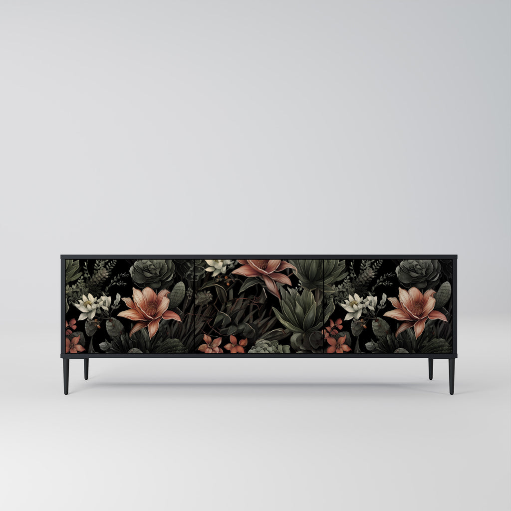SECRET VERDURE 3-Door TV Stand in Black Finish