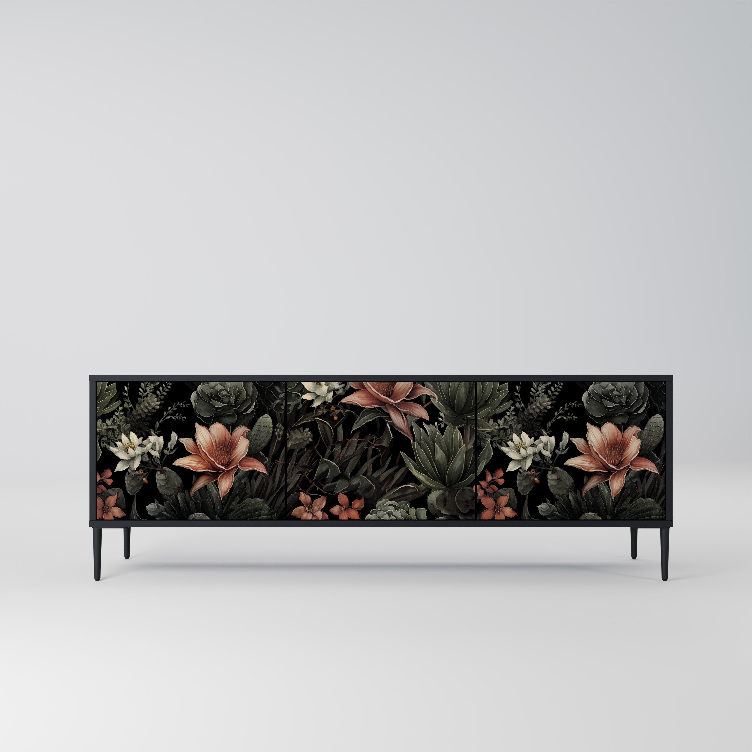 SECRET VERDURE 3-Door TV Stand in Black Finish