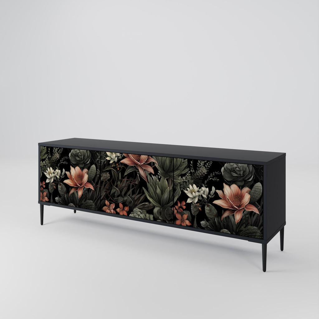 SECRET VERDURE 3-Door TV Stand in Black Finish