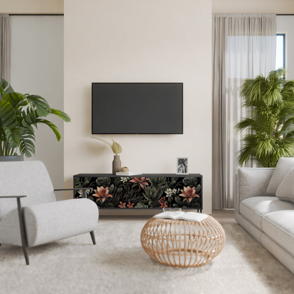 SECRET VERDURE 3-Door TV Stand in Black Finish