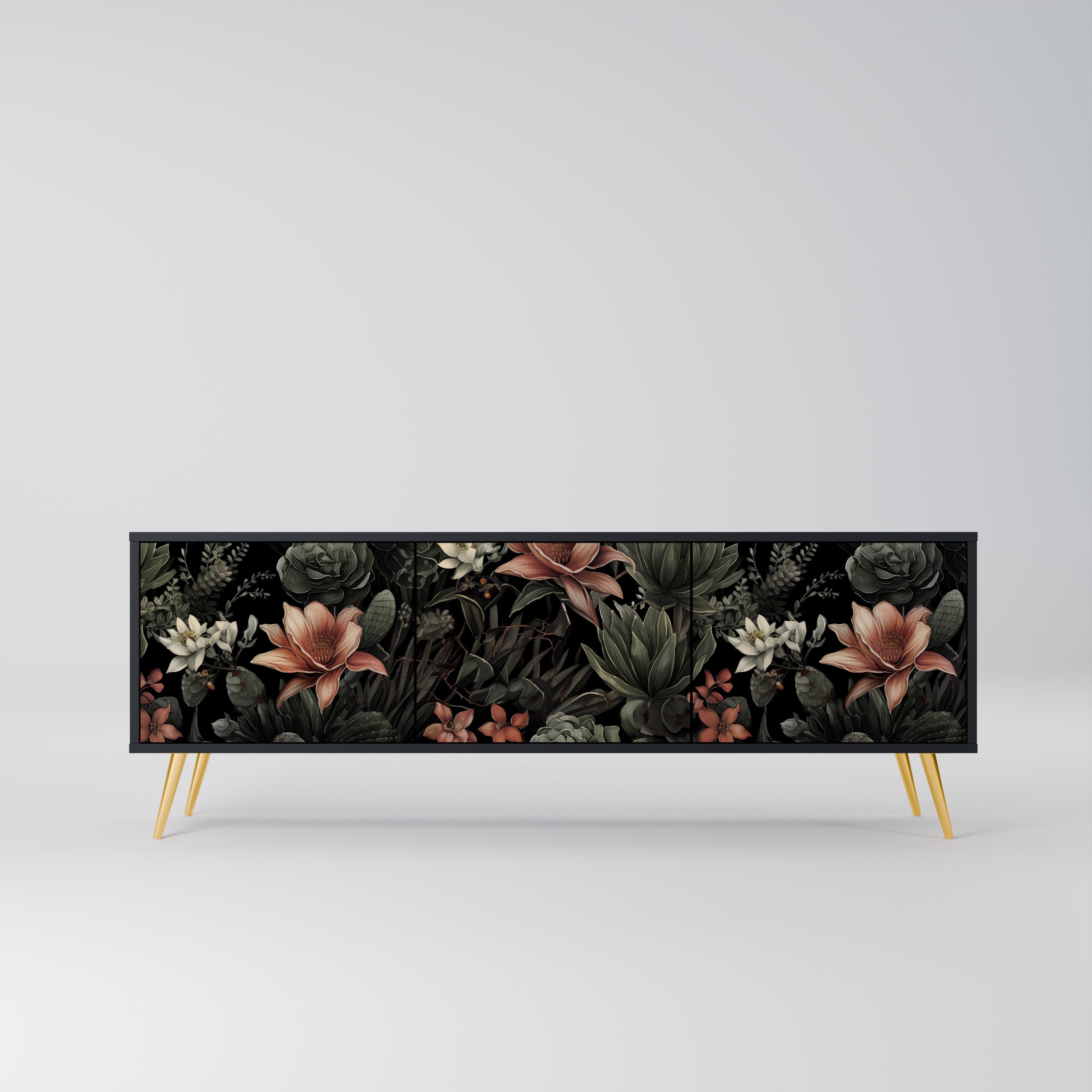 SECRET VERDURE 3-Door TV Stand in Black Finish