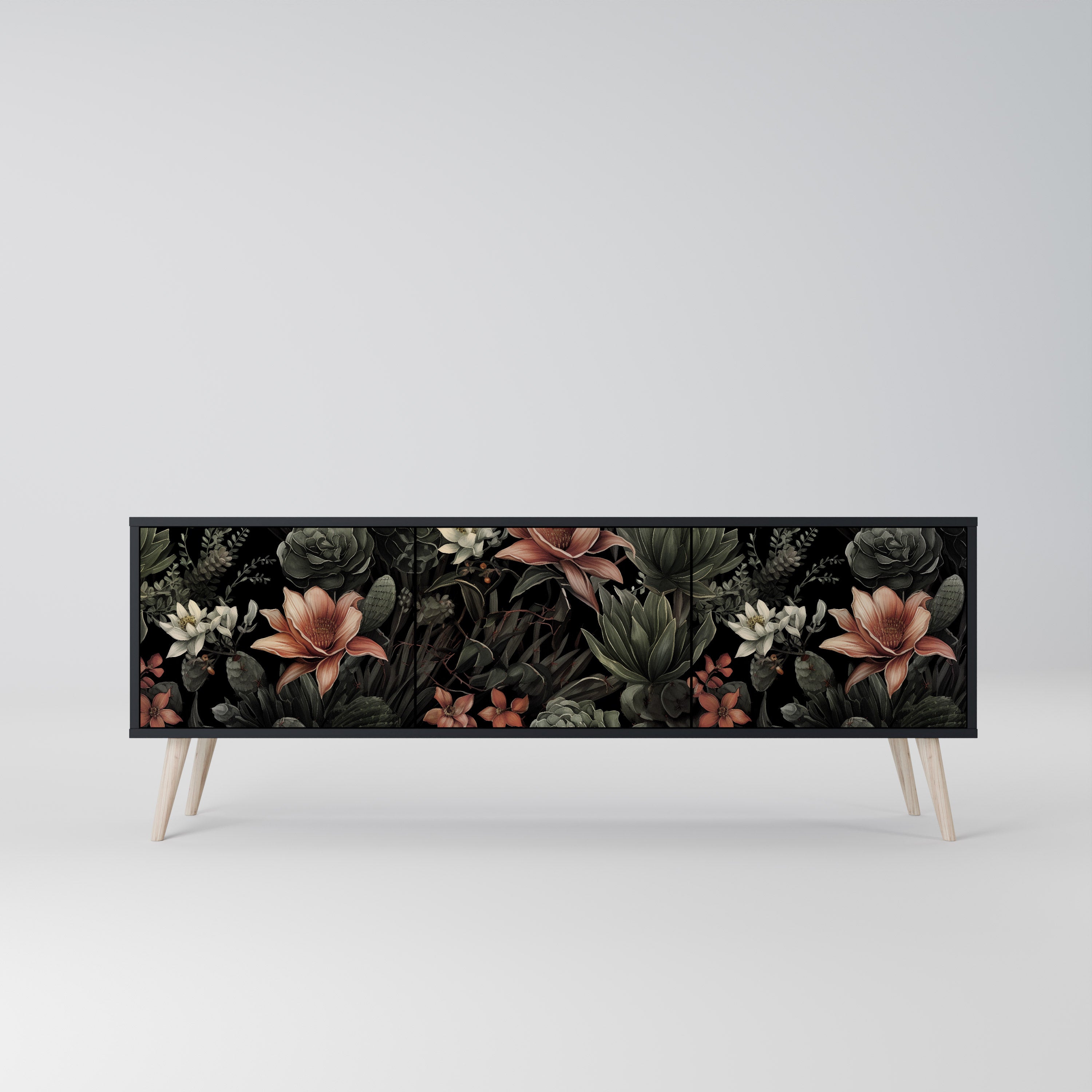 SECRET VERDURE 3-Door TV Stand in Black Finish