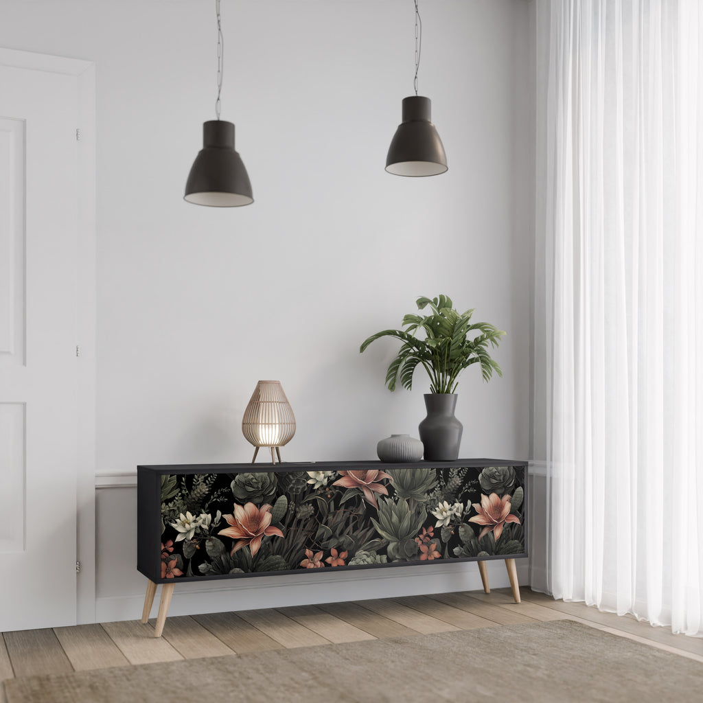 SECRET VERDURE 3-Door TV Stand in Black Finish