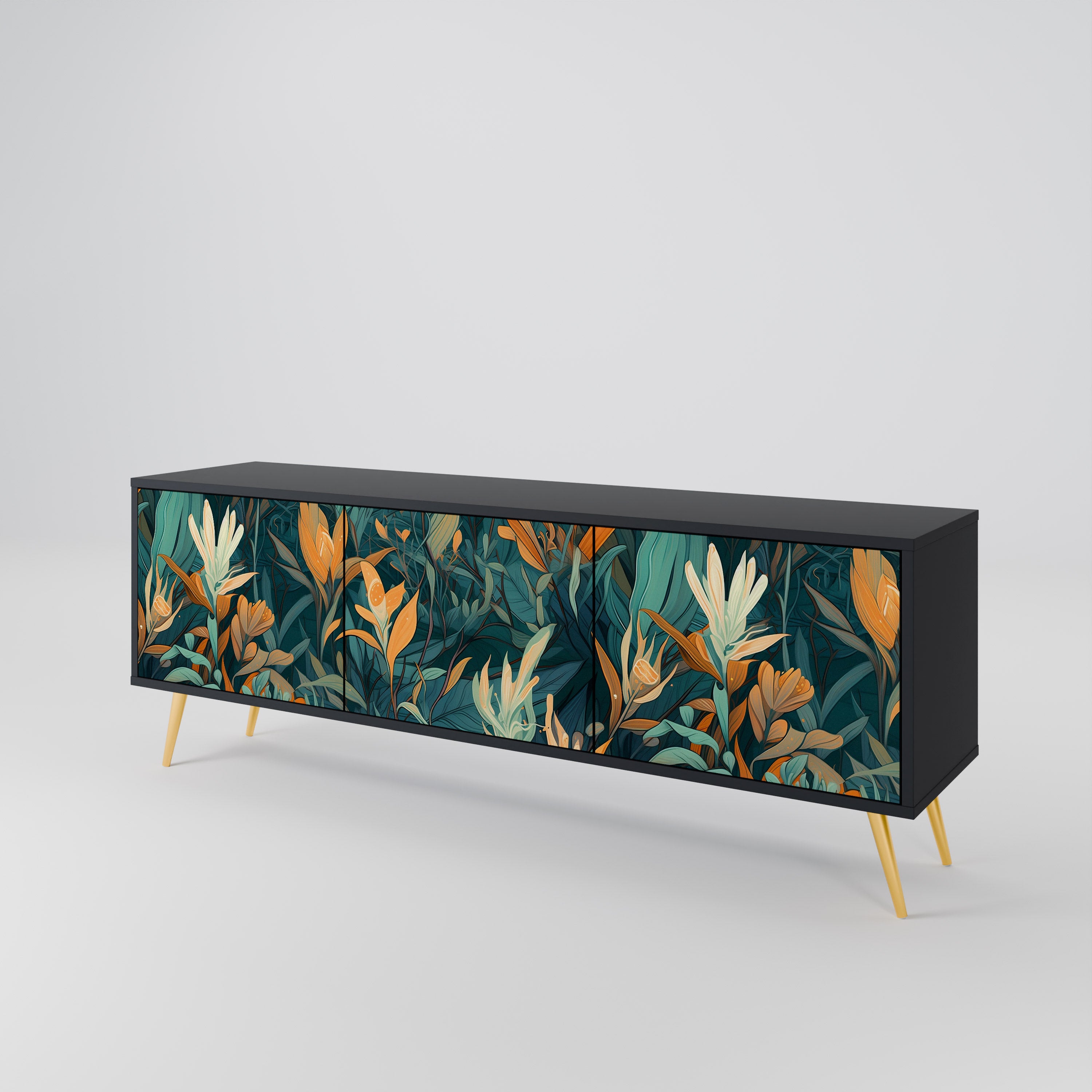 FLORAL SERENITY Mueble de TV de 3 Puertas