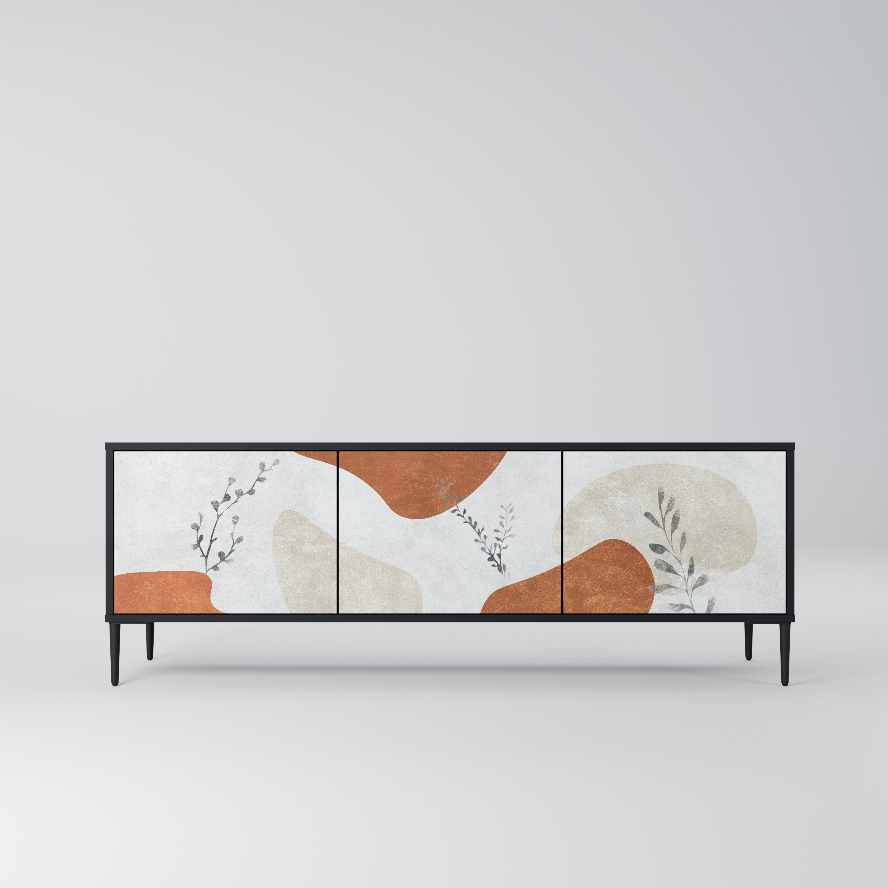TRANQUIL TWIG 3-Door TV Stand in Black Finish