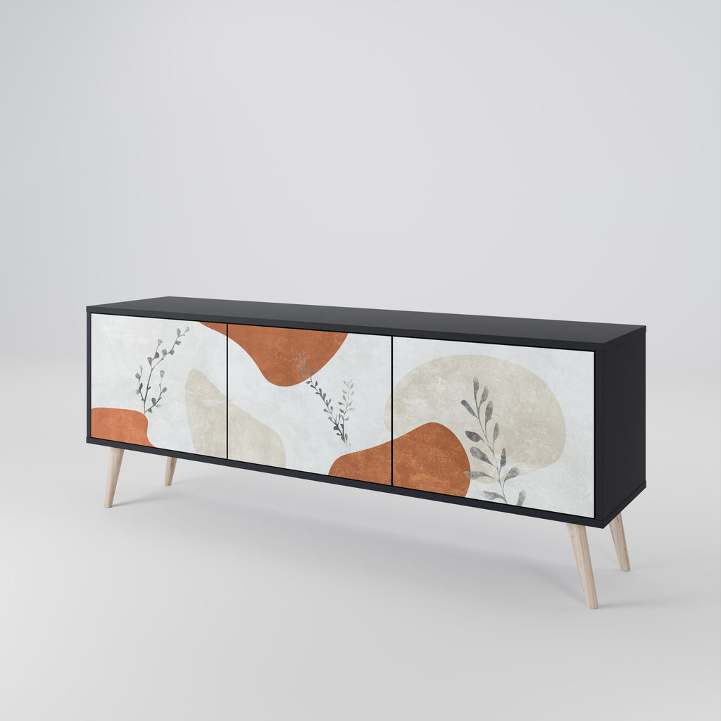 TRANQUIL TWIG 3-Door TV Stand in Black Finish