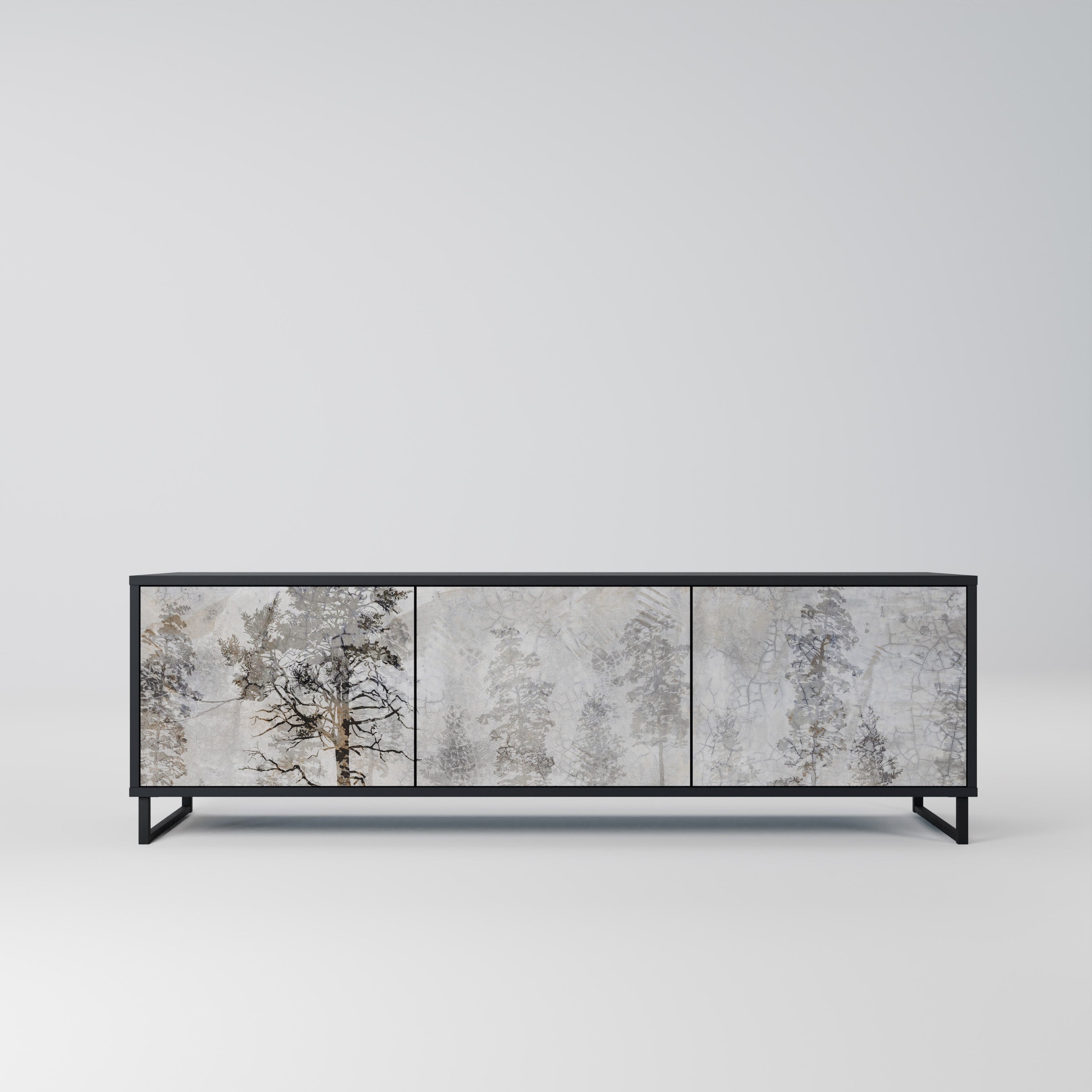 FADE IN THE TREES 3-Door TV Stand in Black Finish
