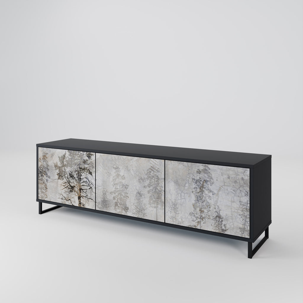 FADE IN THE TREES 3-Door TV Stand in Black Finish
