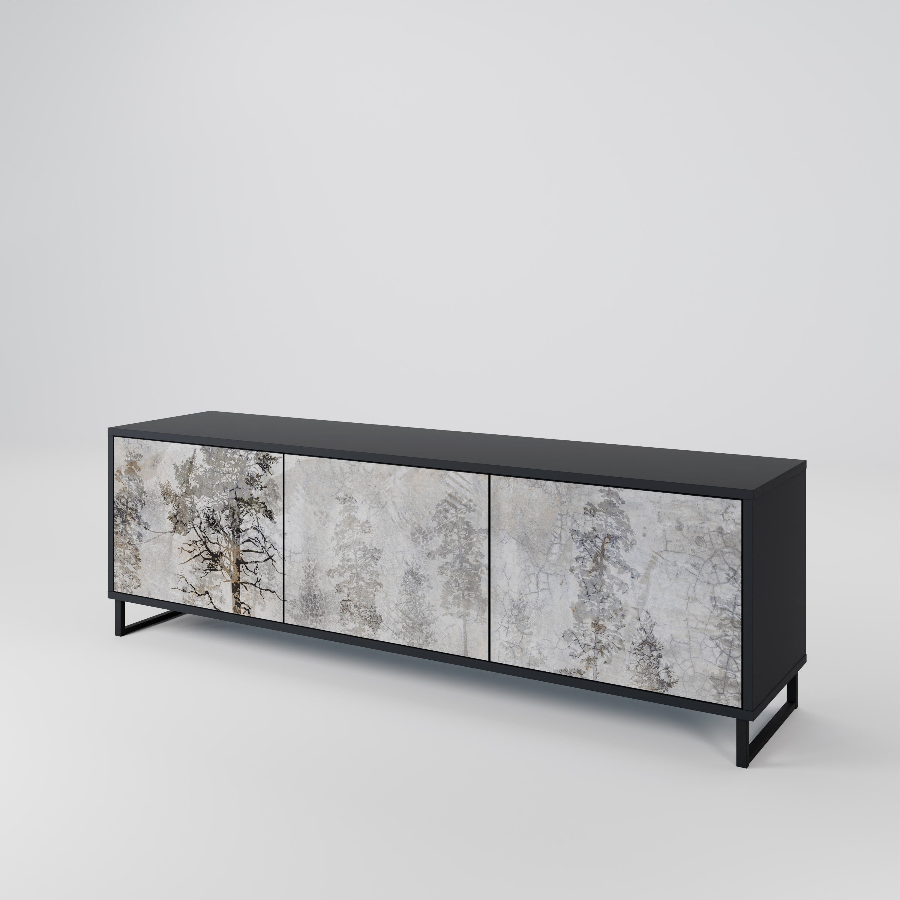 FADE IN THE TREES 3-Door TV Stand in Black Finish