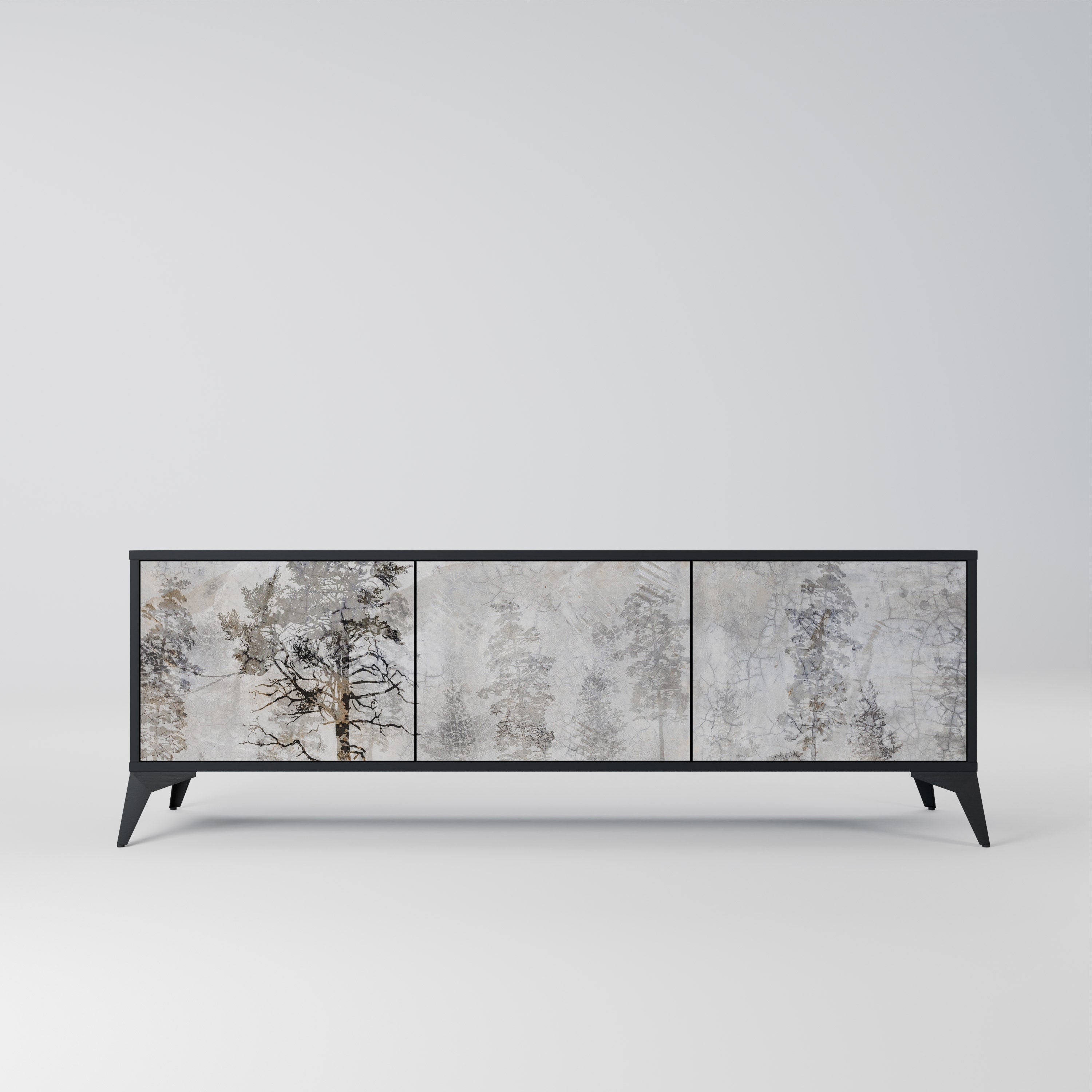 FADE IN THE TREES 3-Door TV Stand in Black Finish