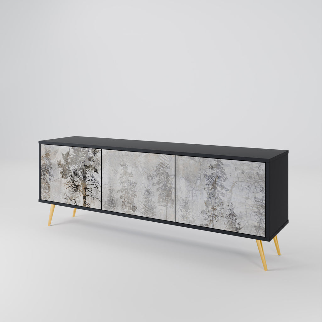 FADE IN THE TREES 3-Door TV Stand in Black Finish