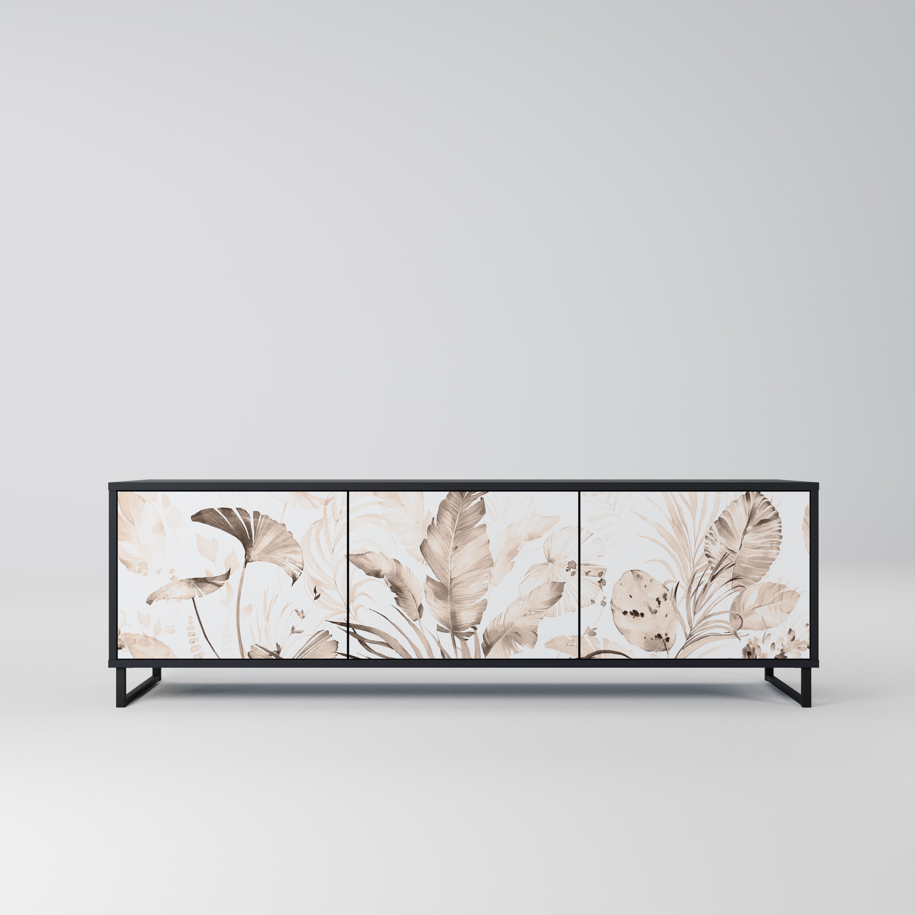 WILD TENDERNESS 3-Door TV Stand in Black Finish