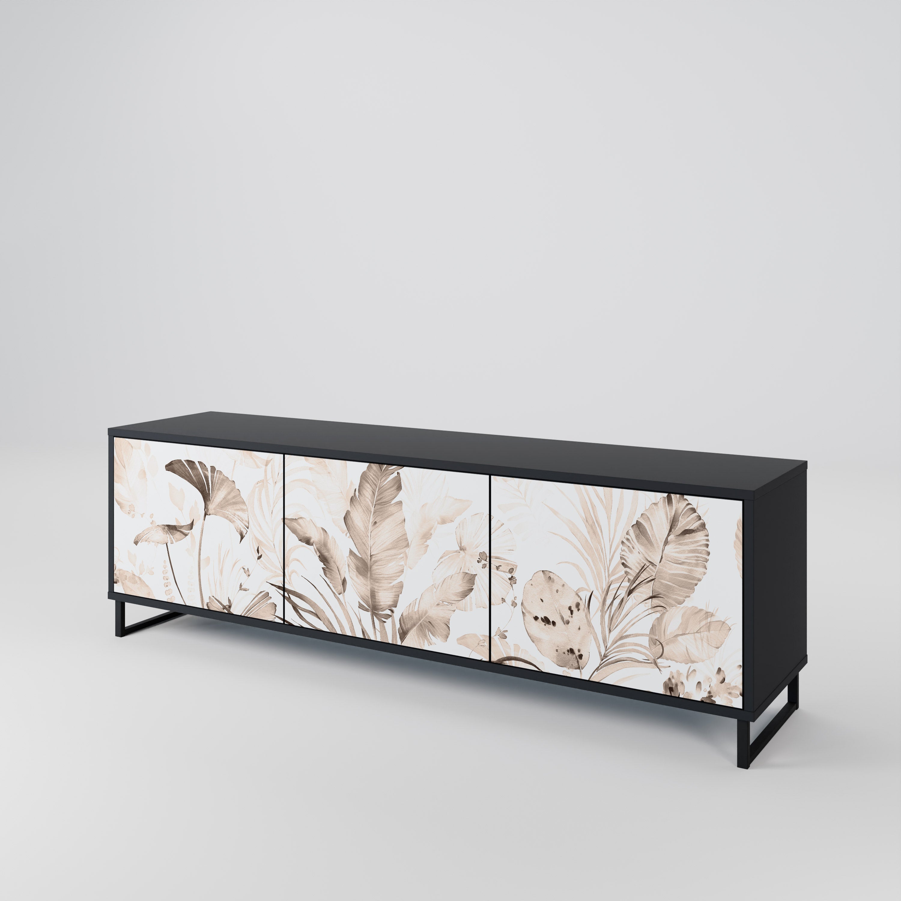 WILD TENDERNESS 3-Door TV Stand in Black Finish