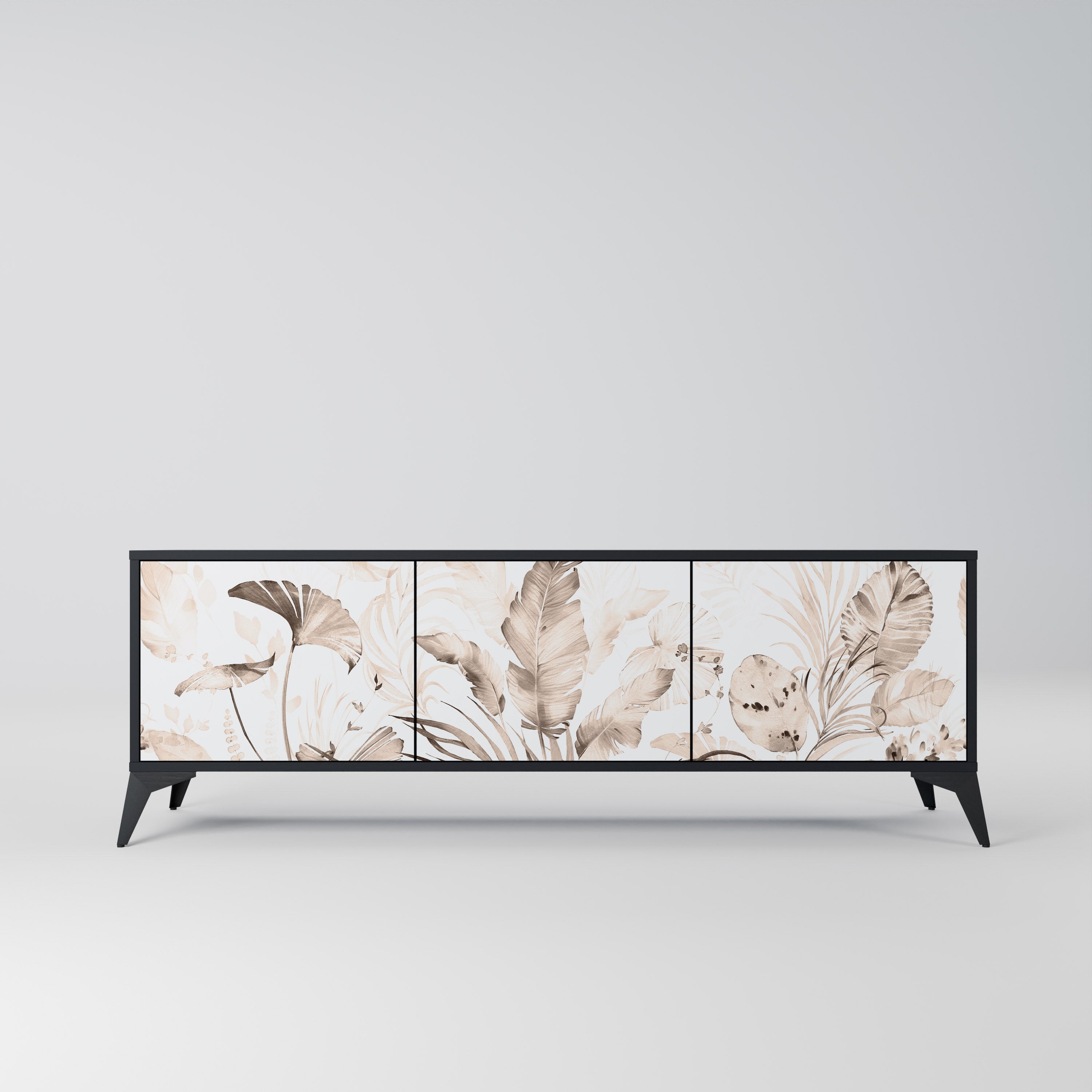 WILD TENDERNESS 3-Door TV Stand in Black Finish