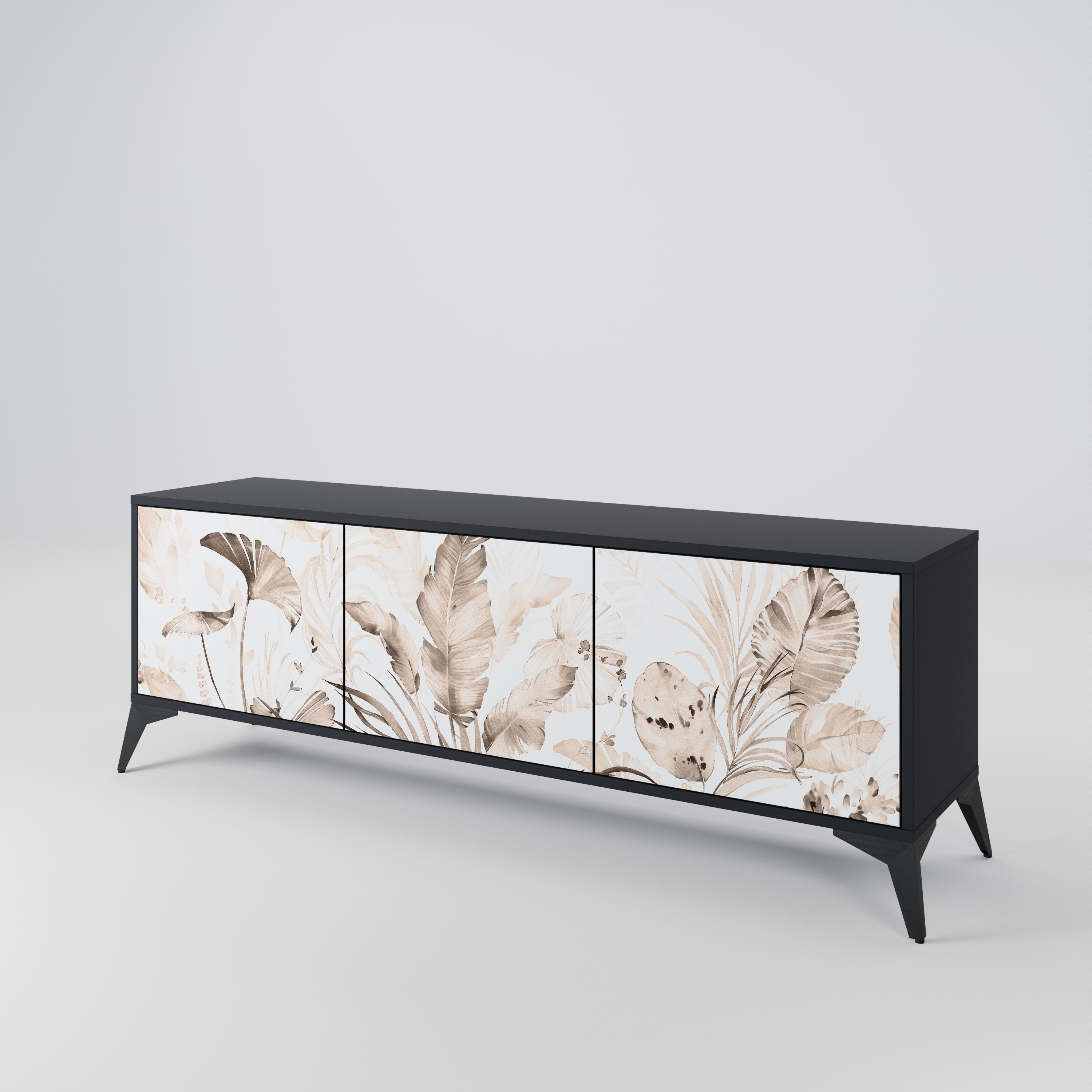 WILD TENDERNESS 3-Door TV Stand in Black Finish