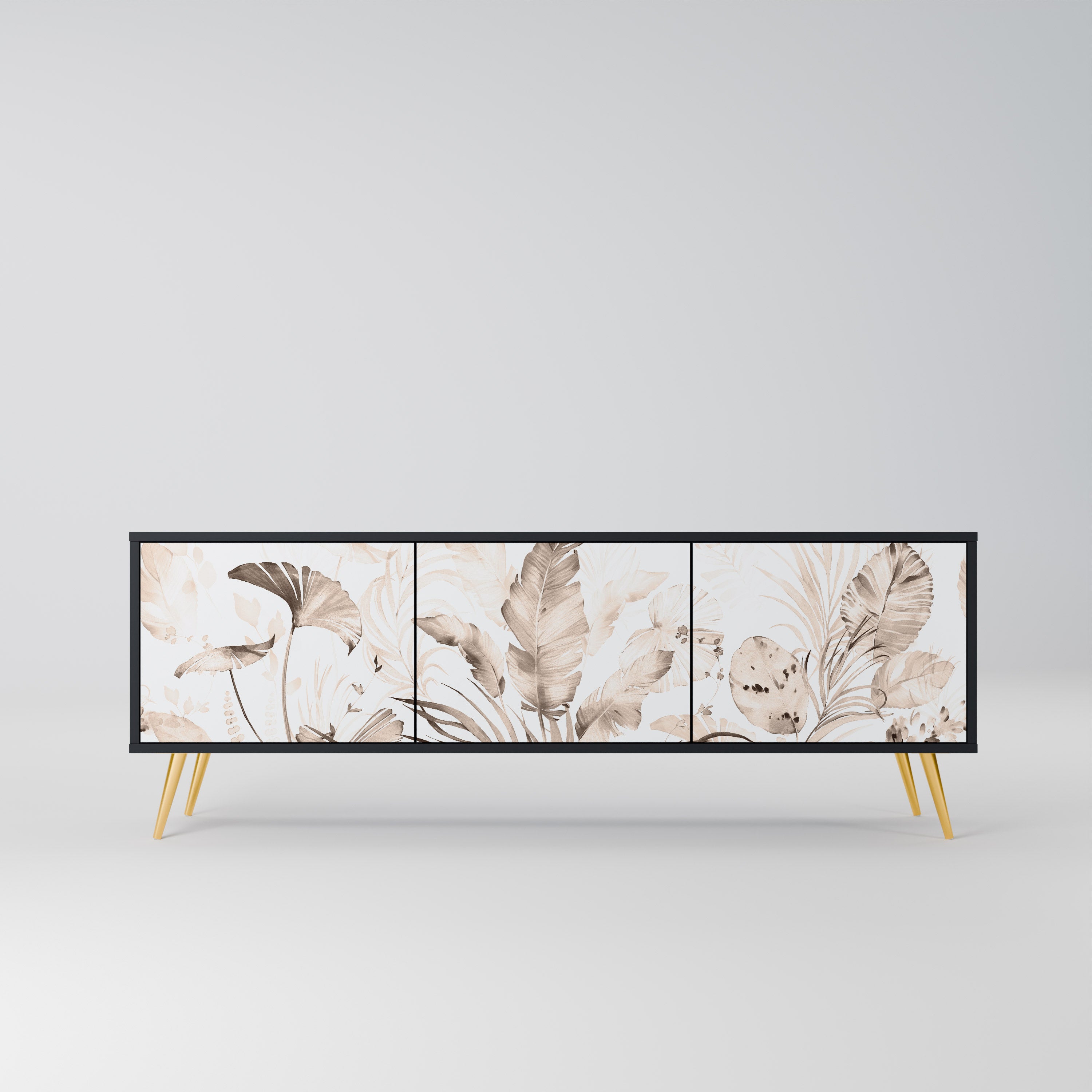 WILD TENDERNESS 3-Door TV Stand in Black Finish