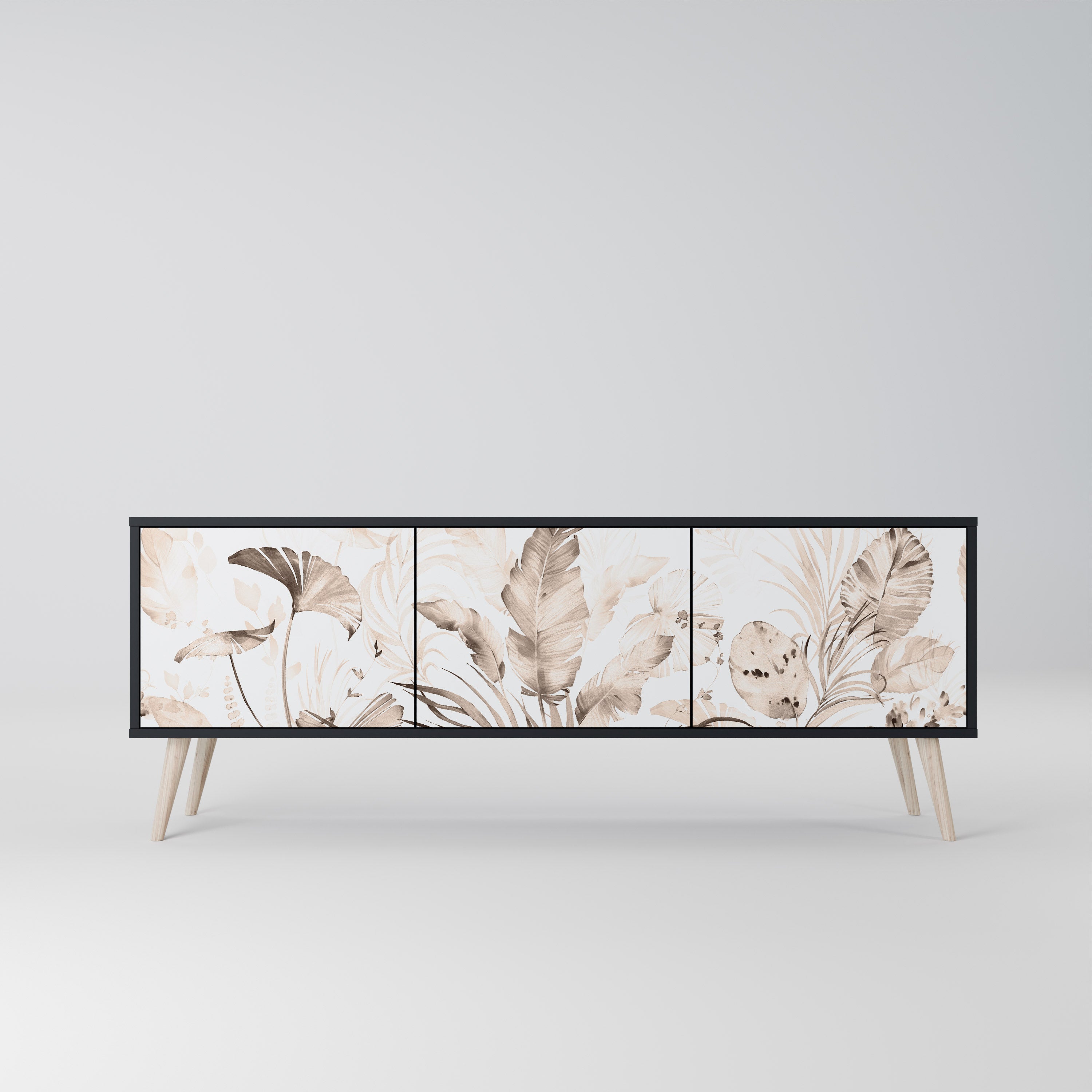 WILD TENDERNESS 3-Door TV Stand in Black Finish