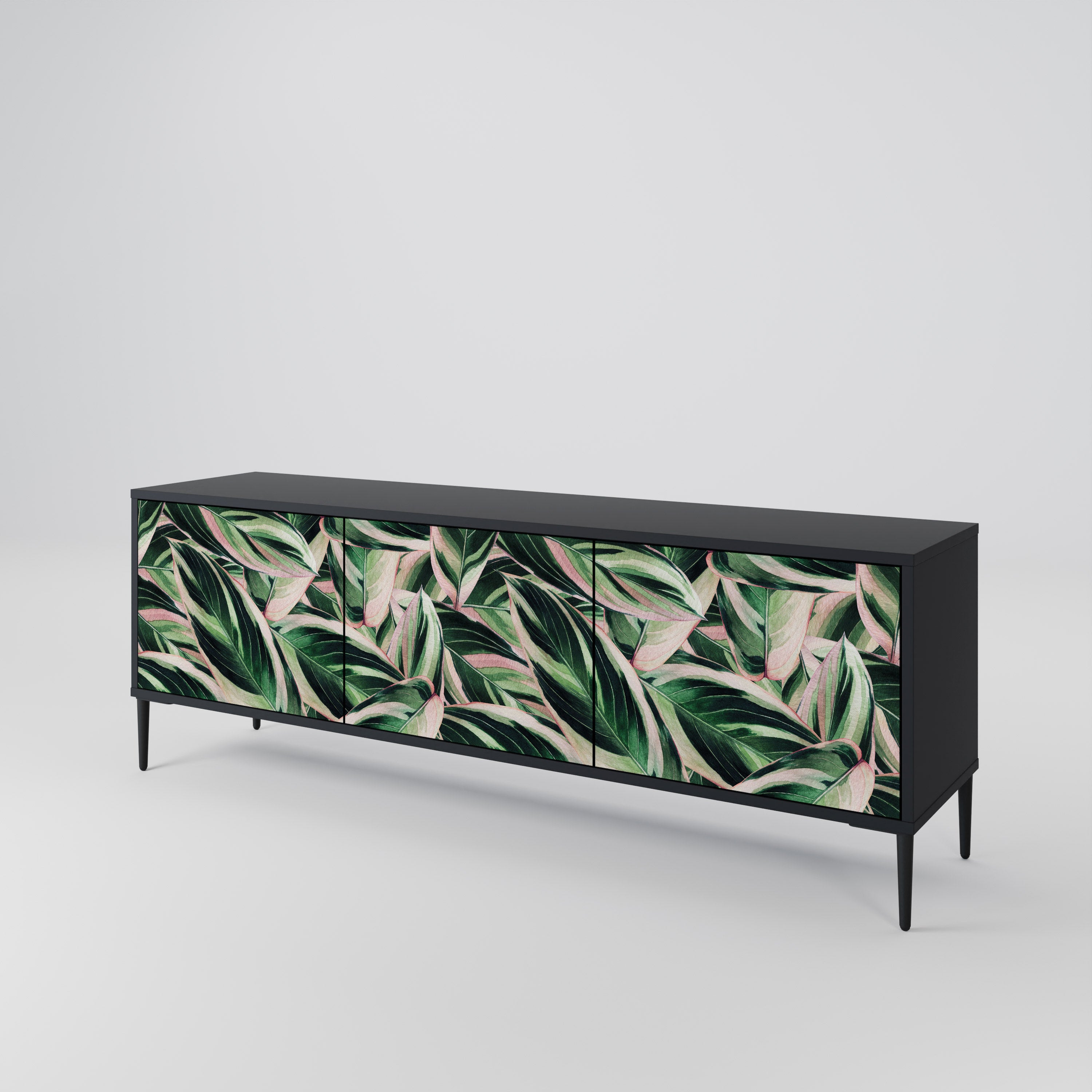 EERIE STROMANTHE 3-Door TV Stand in Black Finish
